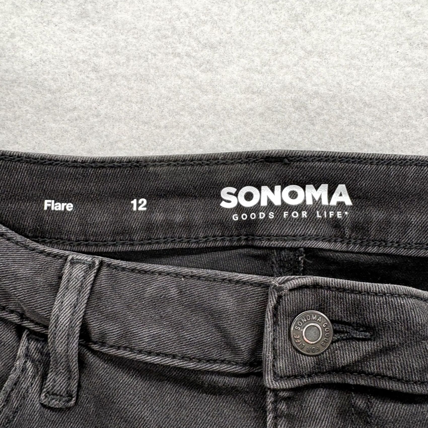 Vintage Sonoma Jeans Womens 12 Charcoal High Rise Slim Stretch Denim Pants Flare 5-Pocket Size 34" / US 12 / IT 48 - 3 Thumbnail