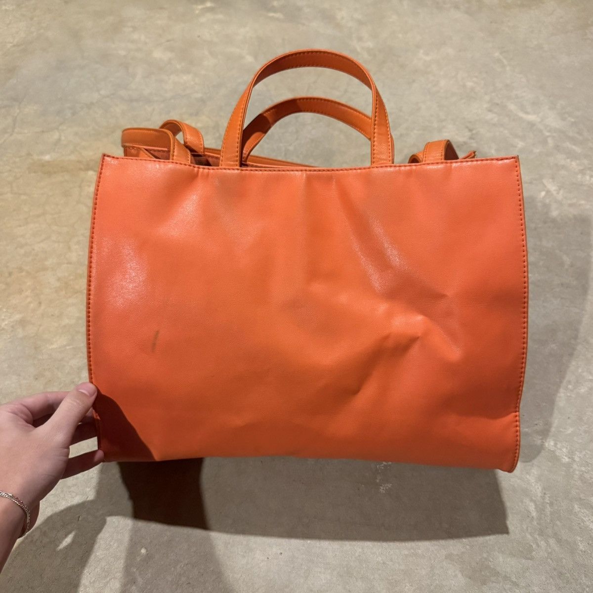 Telfar Telfar Shopping Tote Bag Orange Vegan Leather Medium Size ONE SIZE - 8 Thumbnail