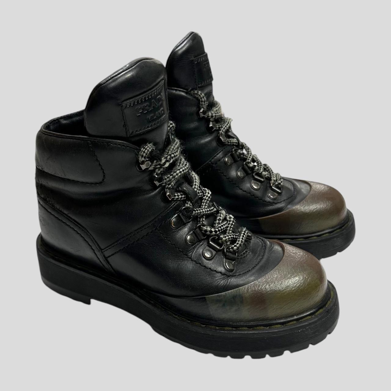 Prada Milano Leather Combat Boots - UK4.5/5
