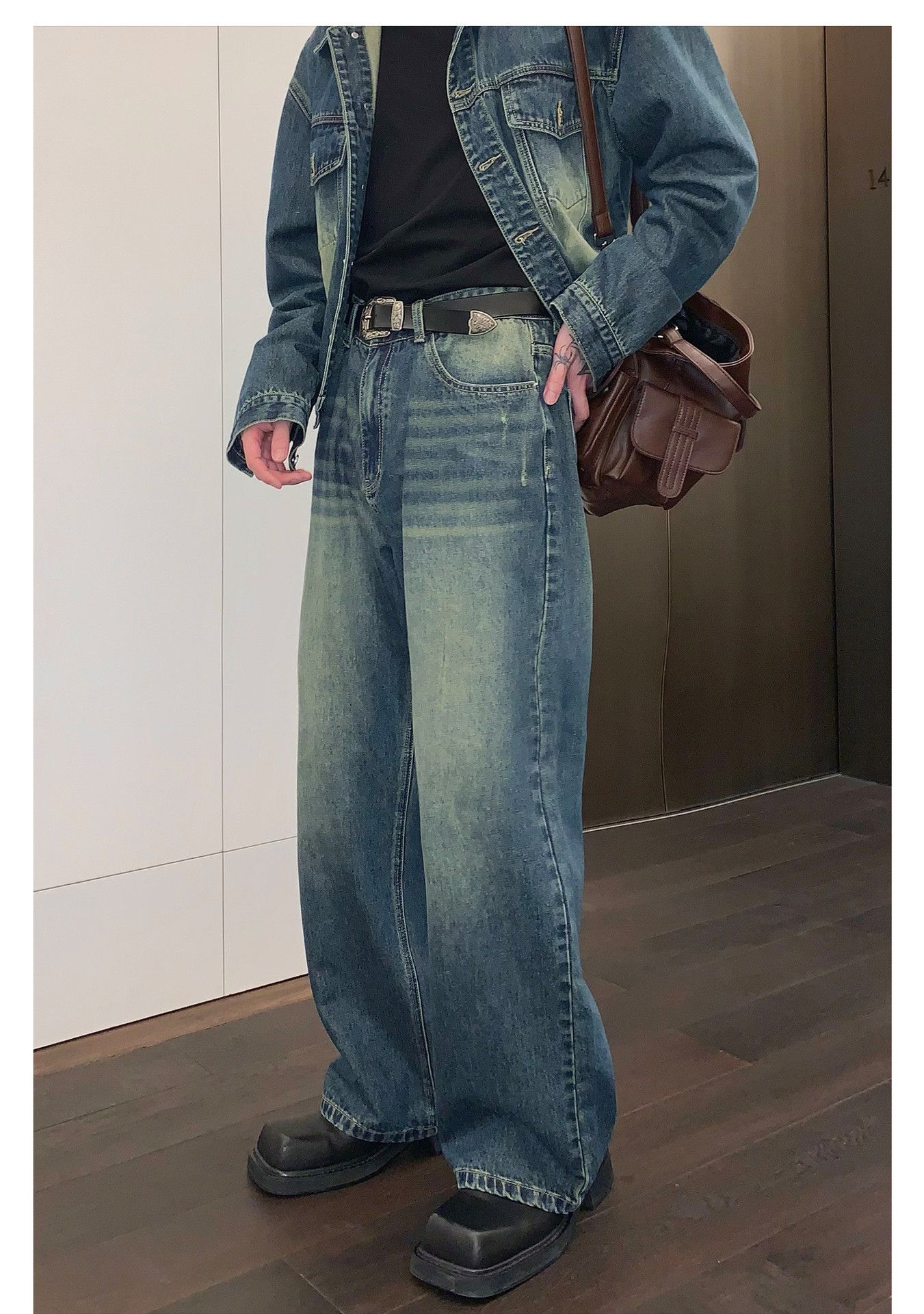 Japanese Brand × Jean Japanese retro distressed men's all-match straight jeans Size US 32 / EU 48 - 2 Thumbnail