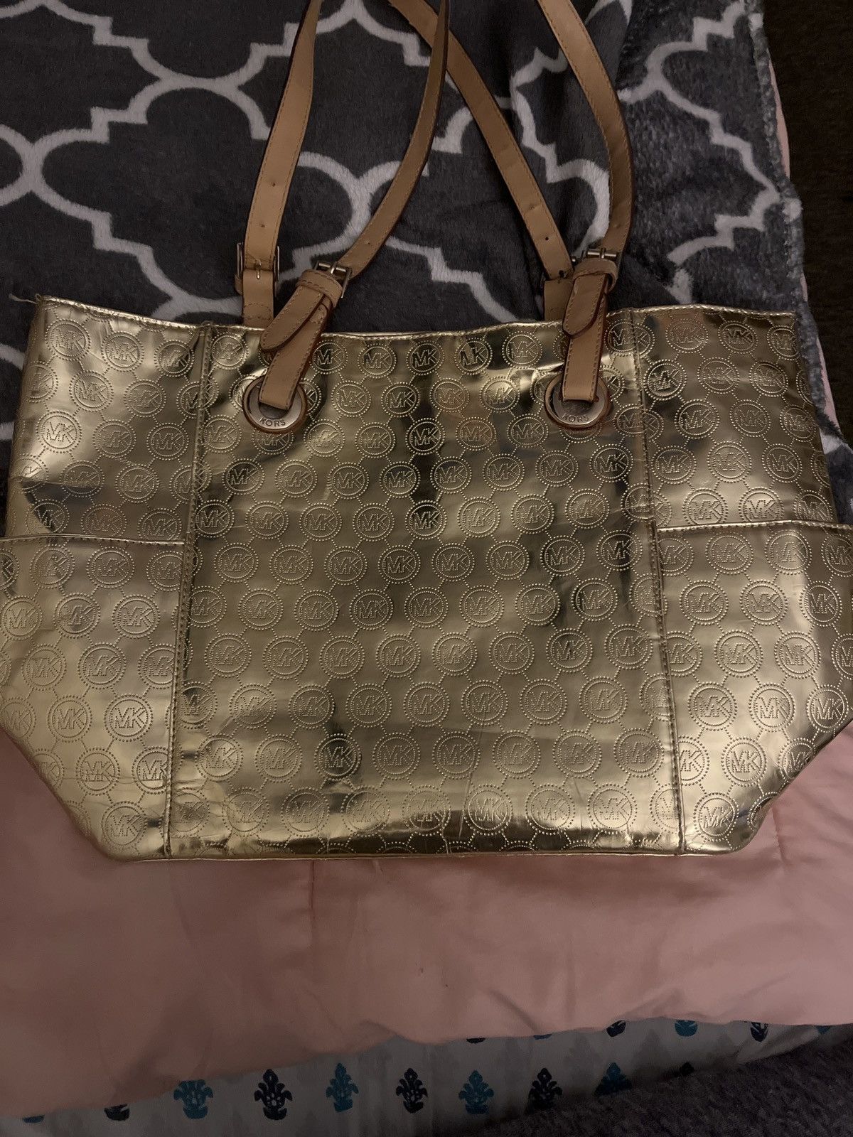 Michael Kors Michael Kors Large Gold Mirror Chrome Signature Purse Size ONE SIZE - 2 Thumbnail