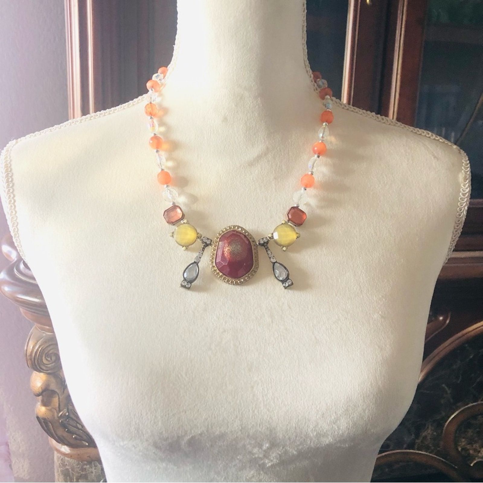 Handmade Handcrafted Hawaiian sunset crystal bead stone necklace Size ONE SIZE - 5 Thumbnail
