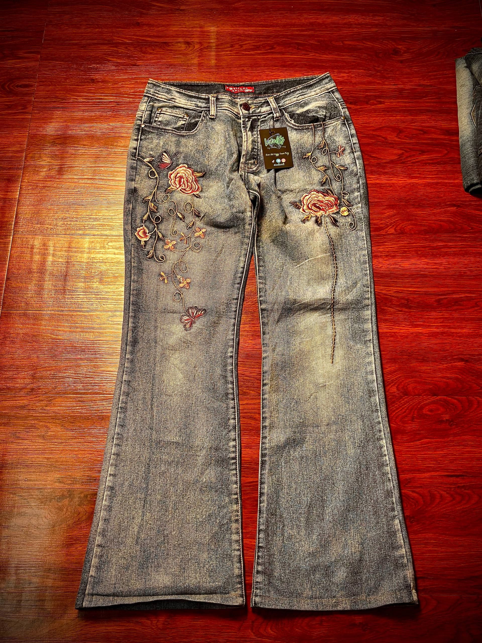 Issey Miyake Vintage Worldar Raza Jeans Flora Studed Patern Denim Pants Size 30" / US 8 / IT 44 - 1 Thumbnail