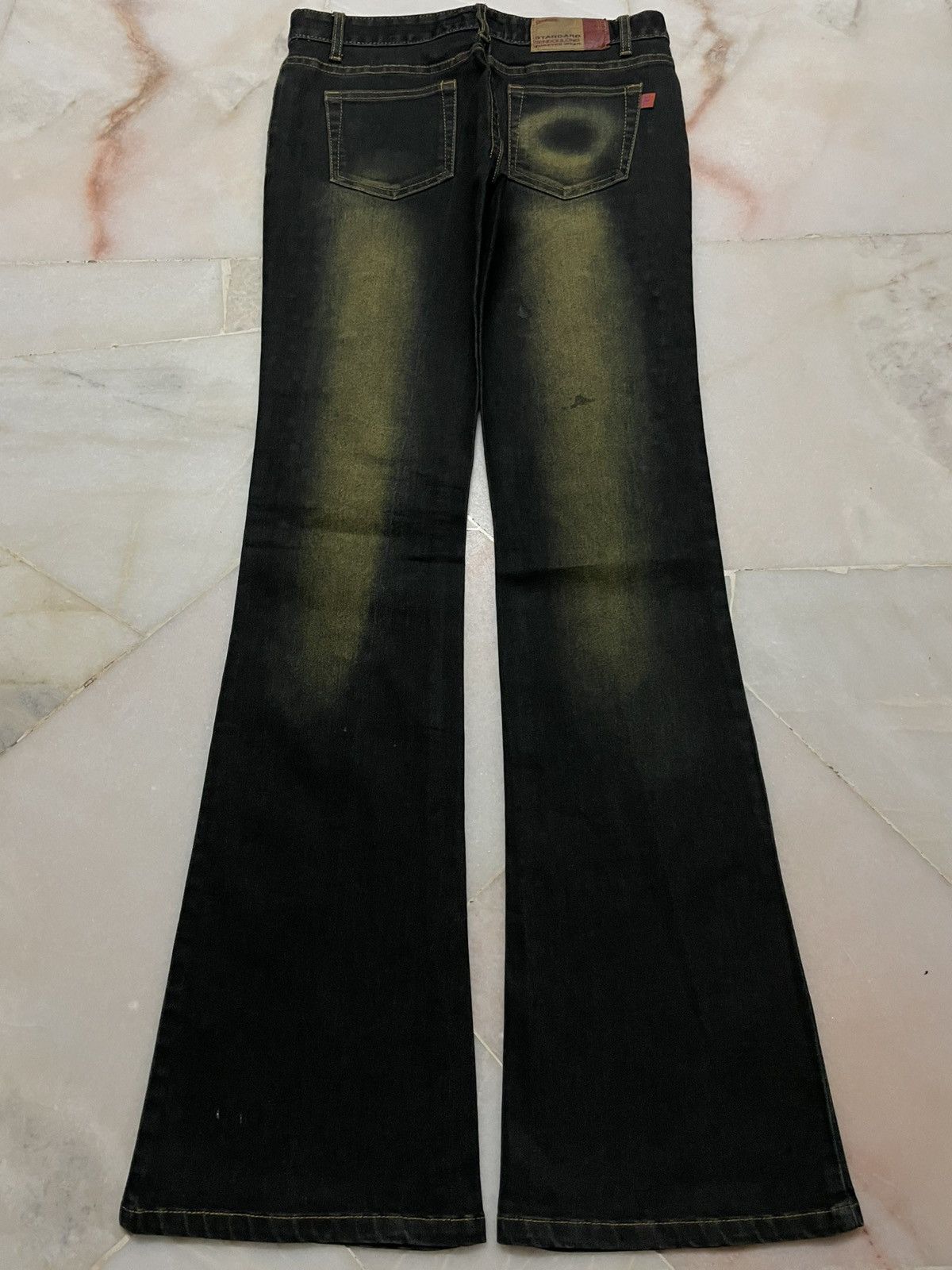 Vintage 💥Flared💥Insane 90s Japanese Rusty Mudwash Studded Dark Jean Size 28" / US 6 / IT 42 - 1 Thumbnail