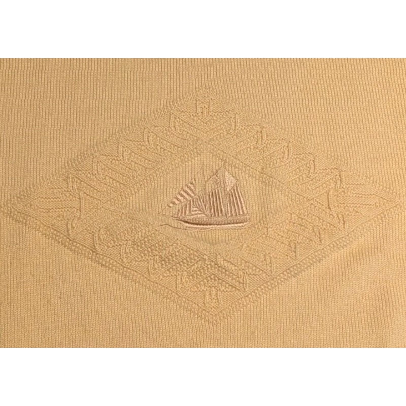 Nautica VINTAGE Royal Mer Bretagne Sweatshirt Unisex Adults Shirt L Yellow Nautical Embossed 90s Ships Size L / US 10 / IT 46 - 2 Thumbnail