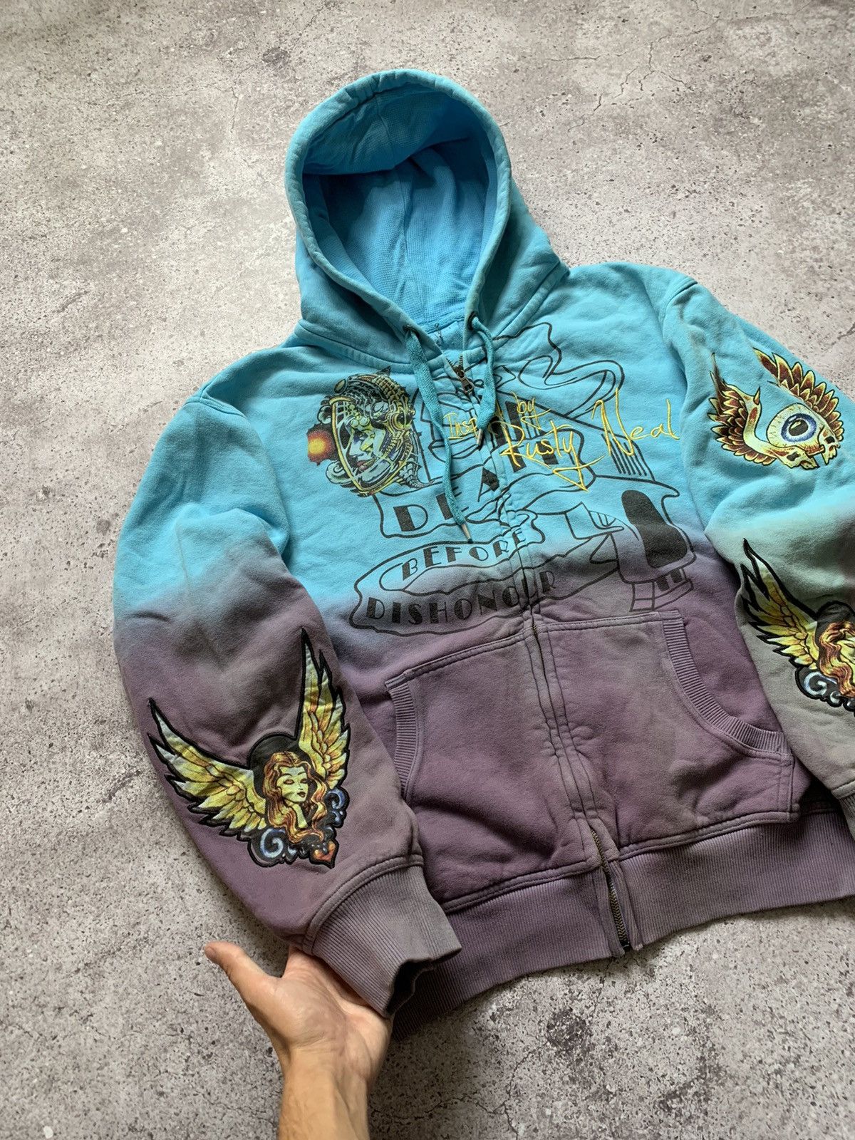 Ed Hardy × Vintage Vintage Y2K Zip Hoodie Ed Hardy Style Shiny Gun Size US M / EU 48-50 / 2 - 6 Thumbnail