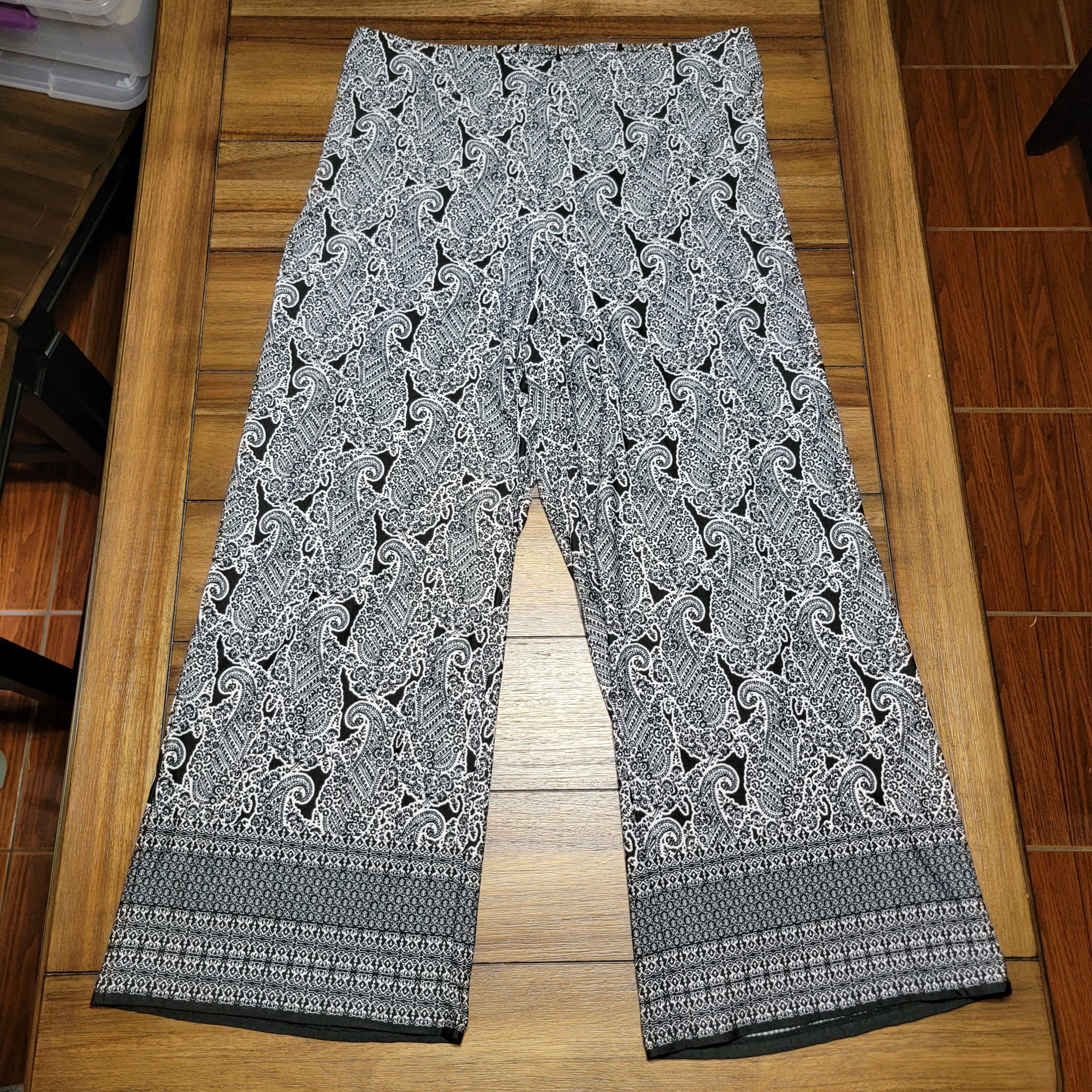 Other Zac & Rachel Woman B&W Paisley Pants - Size 2X Size 36" / US 14 / IT 50 - 1 Thumbnail