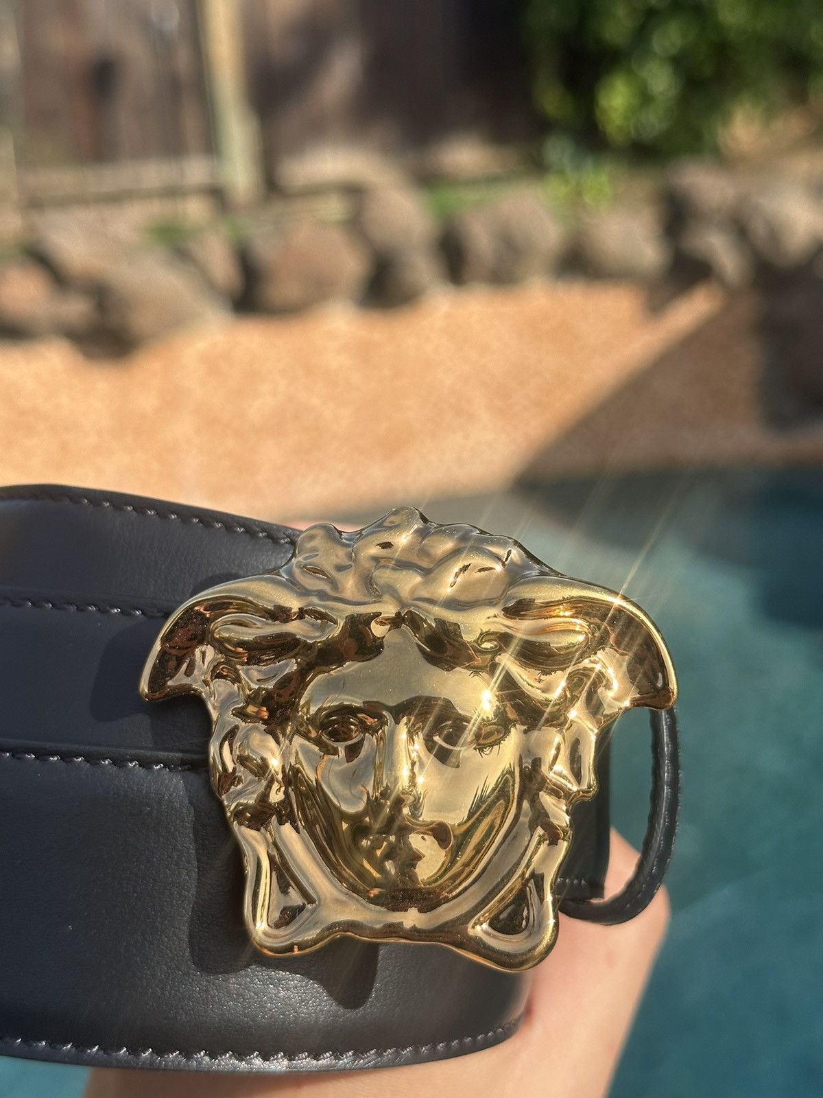 Versace LA MEDUSA LEATHER BELT 4 CM Size 38 - 2 Thumbnail