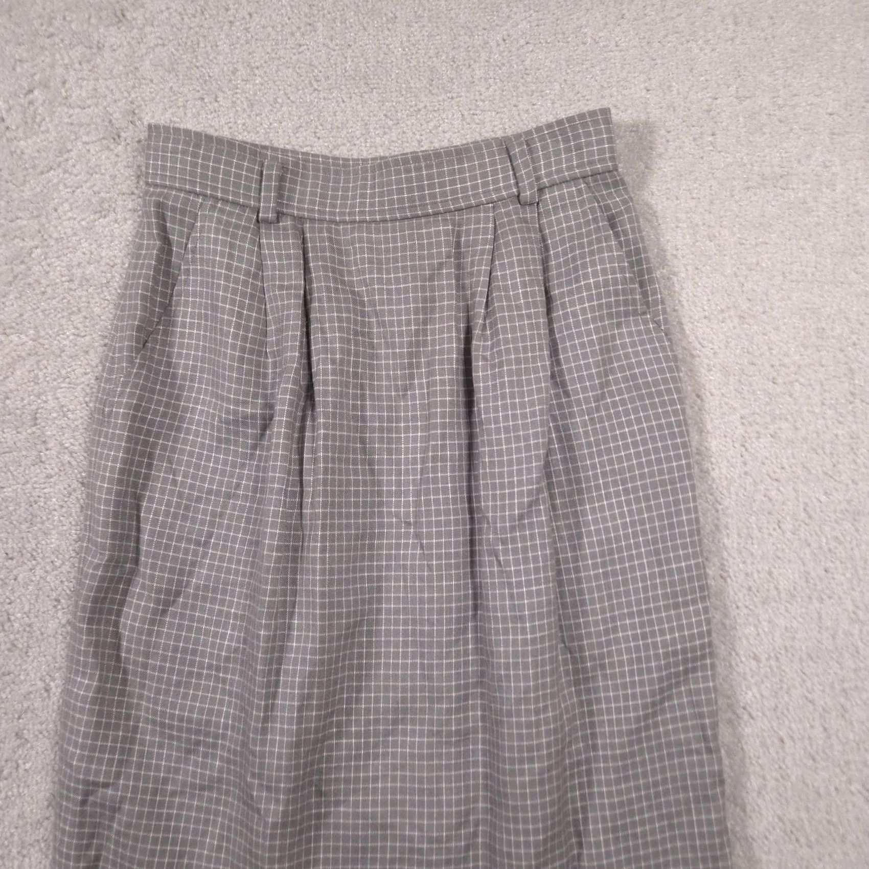 Evan Picone VINTAGE Evan Picone Petites Skirt Womens 4 Petite Gray Plaid Midi Career 80s Size 27" / US 4 / IT 40 - 3 Thumbnail