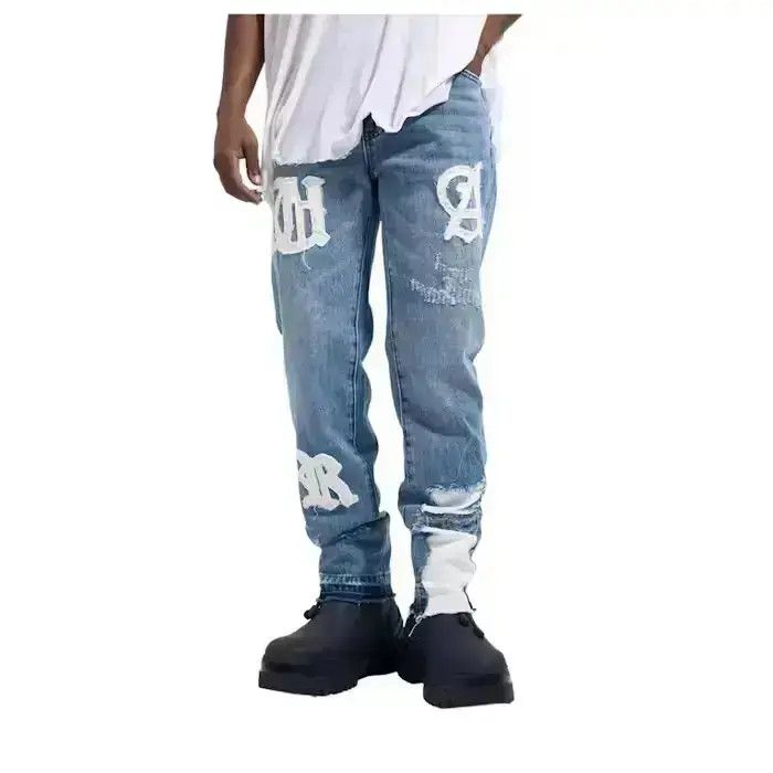 Japanese Brand Letters Painted Denim Jeans Size US 30 / EU 46 - 1 Thumbnail