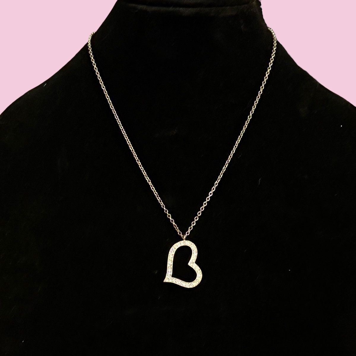 Other Silver tone pave sliding open heart pendant necklace Size ONE SIZE - 1 Thumbnail