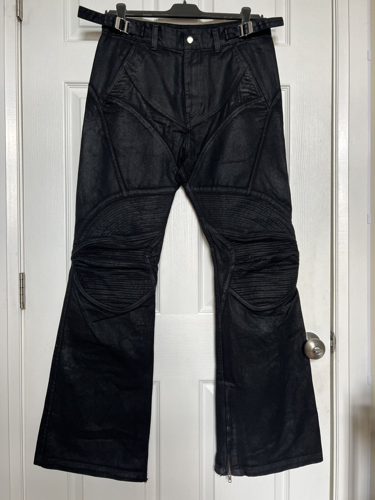 PROJECT G/R PROJECT G/R COATED BIKER ARMOURED FLARE PANTS Size 1
