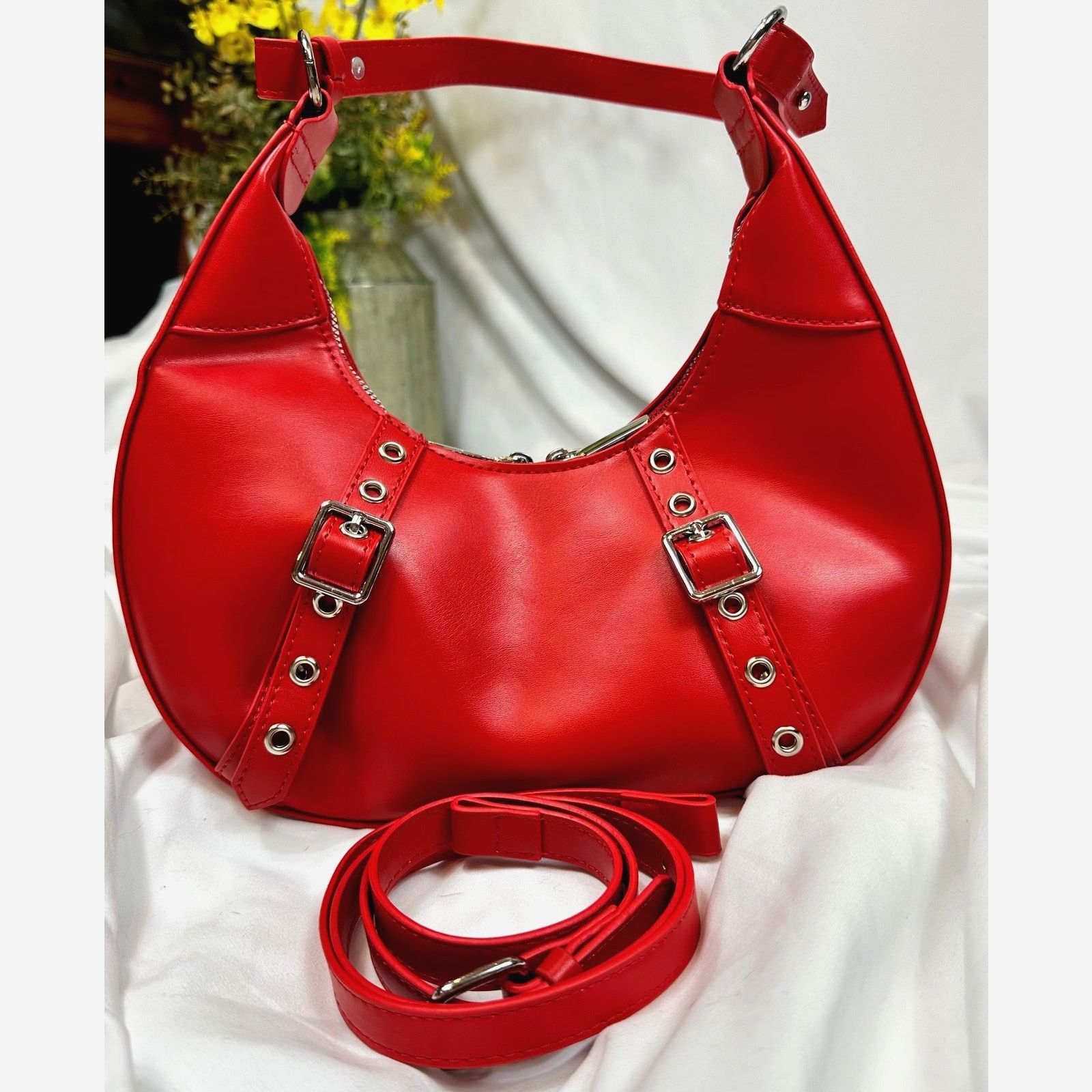 Other 8 Other Reasons Delphine Double Buckle Shoulder bag Red Size ONE SIZE - 3 Thumbnail