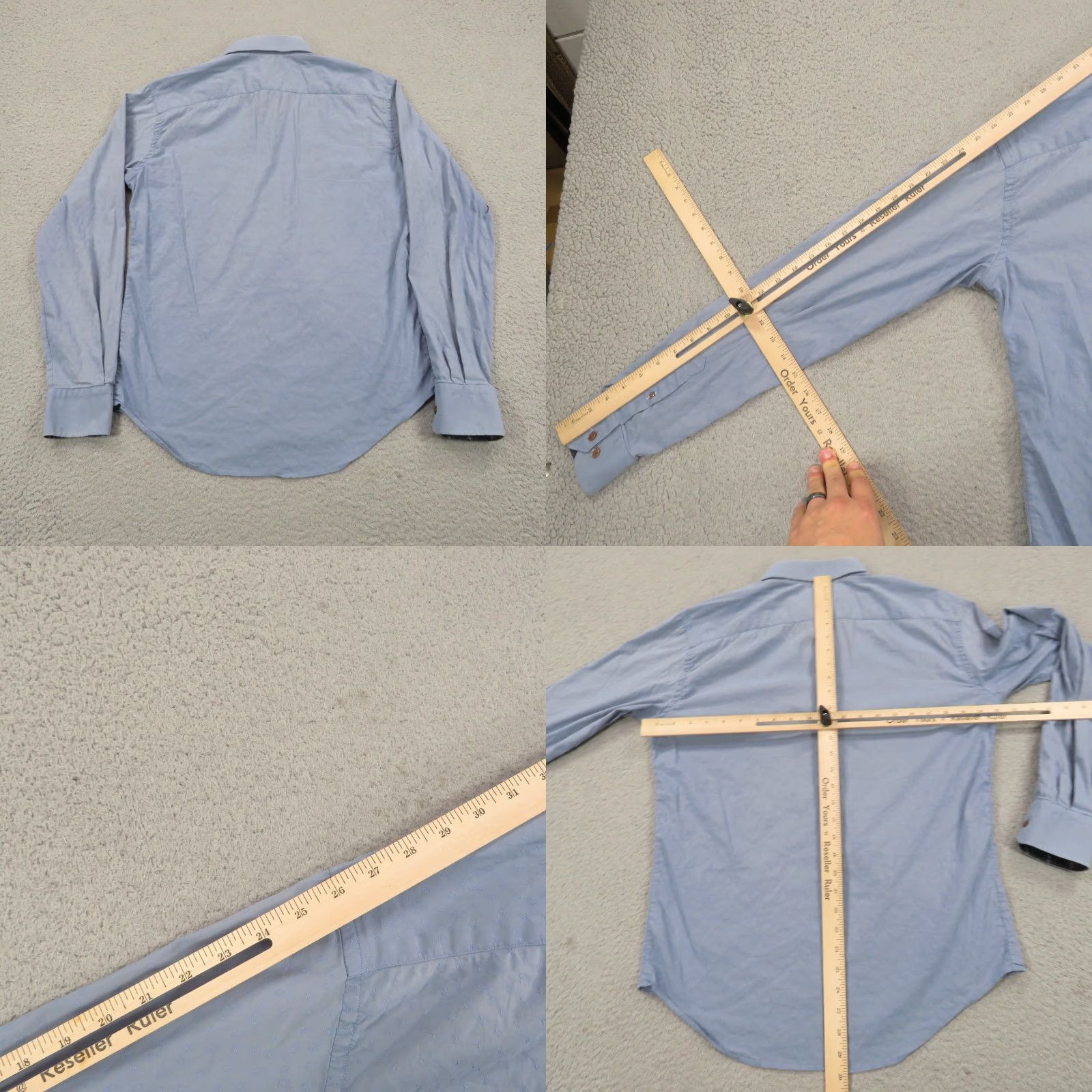 Kenzo KENZO Shirt Mens Slim 42 Button Up Long Sleeve Collared Jacquard Poplin Blue 16.5 Size US XL / EU 56 / 4 - 8 Thumbnail