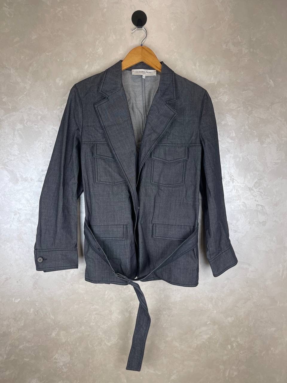 Gerard Darel Gerard Darel Cotton Belted Blazer Jacket Size 44 Gray France Size L / US 10 / IT 46 - 1 Thumbnail