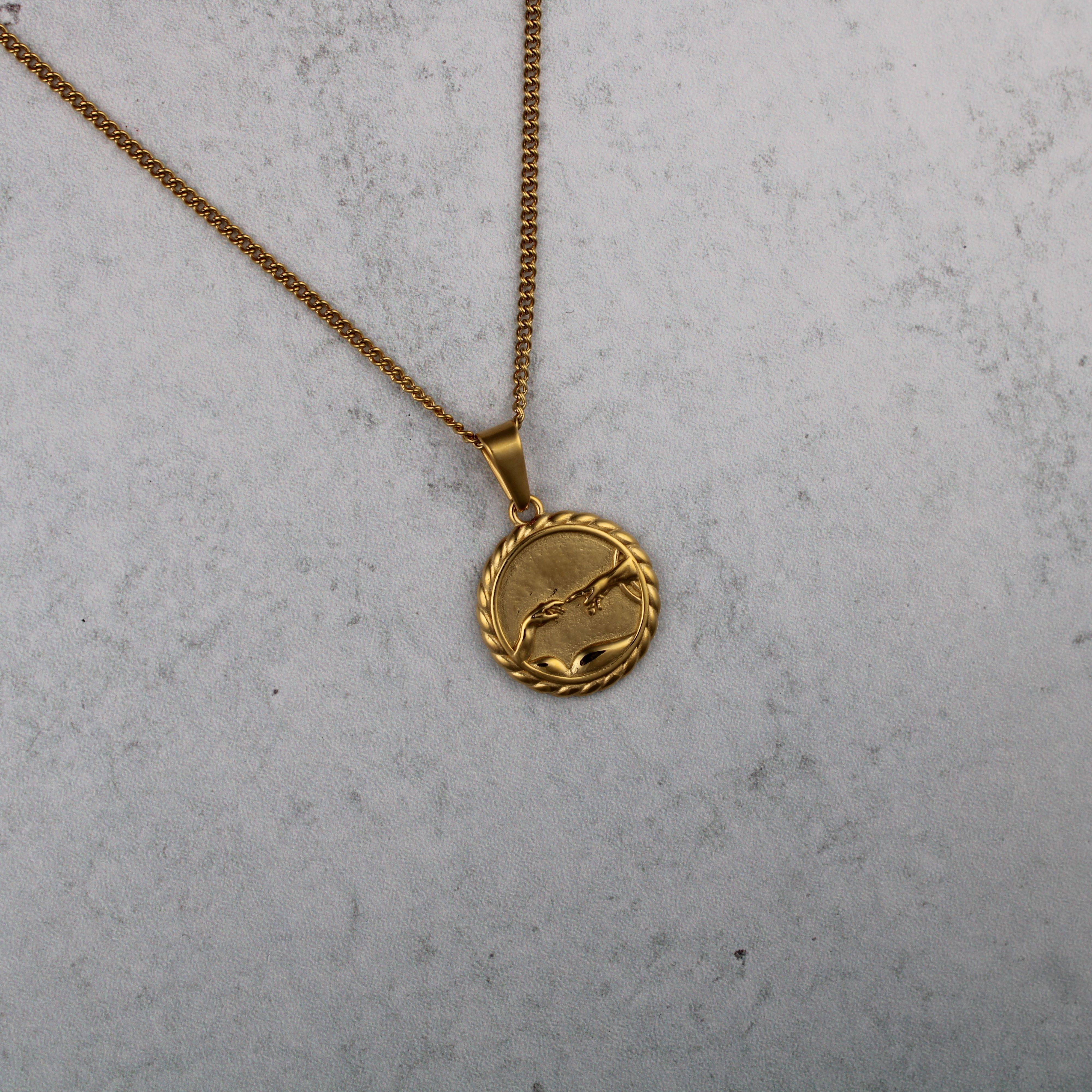 Jewelry Gold Creation of Adam Pendant Chain Necklace Size ONE SIZE - 3 Thumbnail