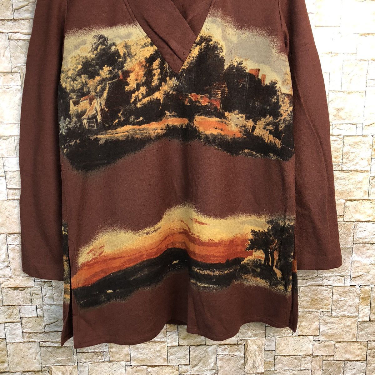 Homespun Knitwear Kaorgin art painting vintage Brown Knitwear #A300 Size US M / EU 48-50 / 2 - 3 Thumbnail