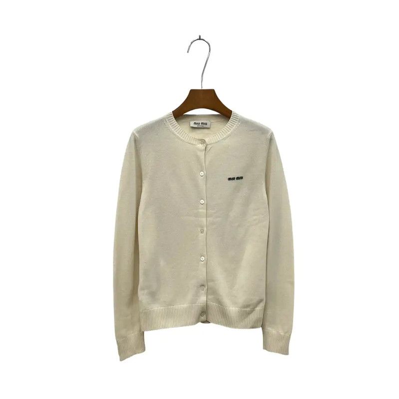 Miu Miu Miu Miu White Women's Cardigan Sweater 0089 Size ONE SIZE - 1 Thumbnail