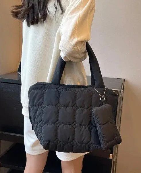 Leather Fashion Quilted Embroidery Thread Handbag Size ONE SIZE - 3 Thumbnail