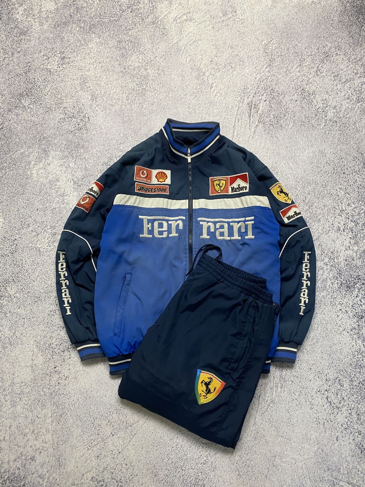 Pre-owned Ferrari X Marlboro Racing Track Suit Michael Schumacher F1 In Blue/navy