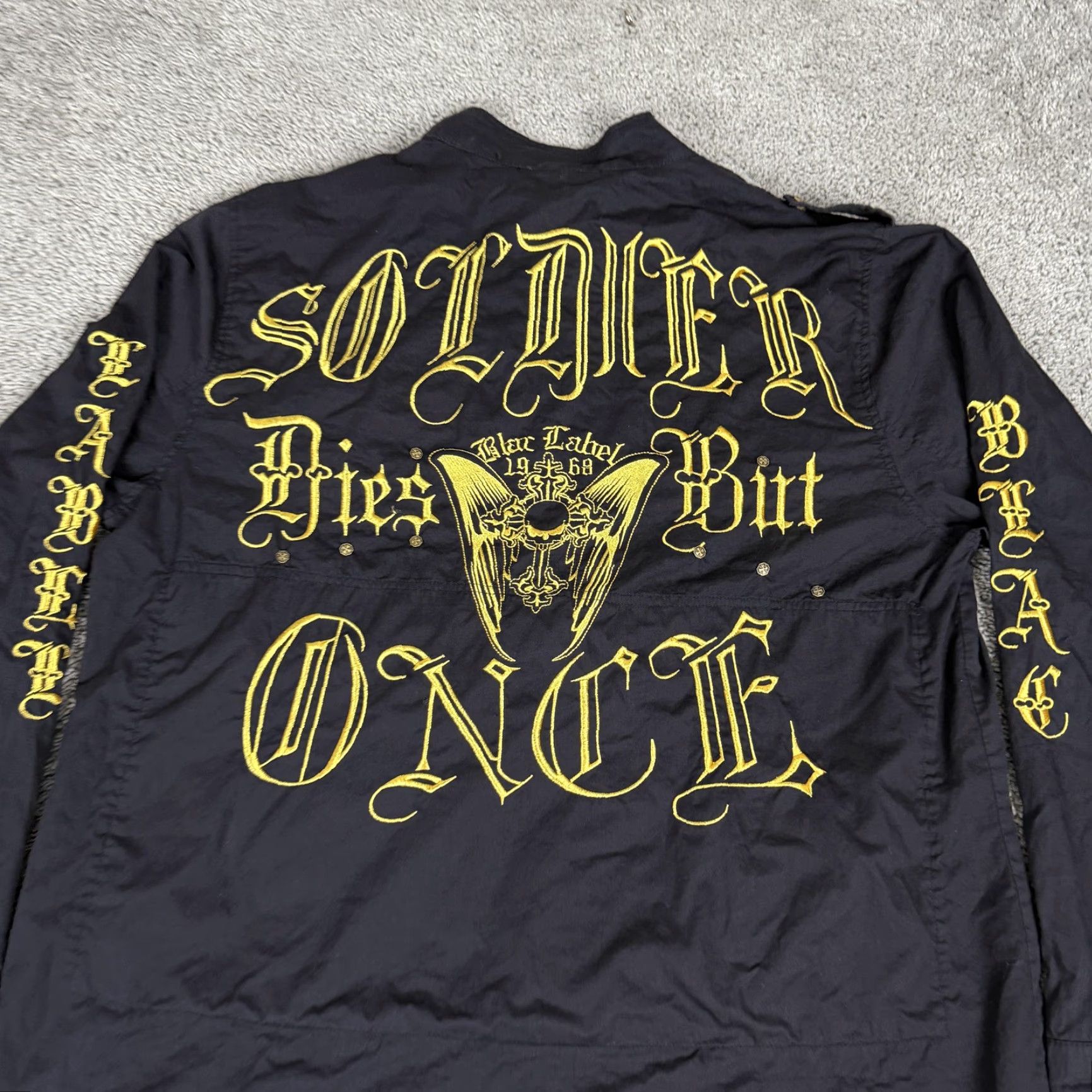 Affliction Blac Label Premium Jacket 4X Mens Black Soldier Dies But Once Military Size US XXL / EU 58 / 5 - 3 Thumbnail