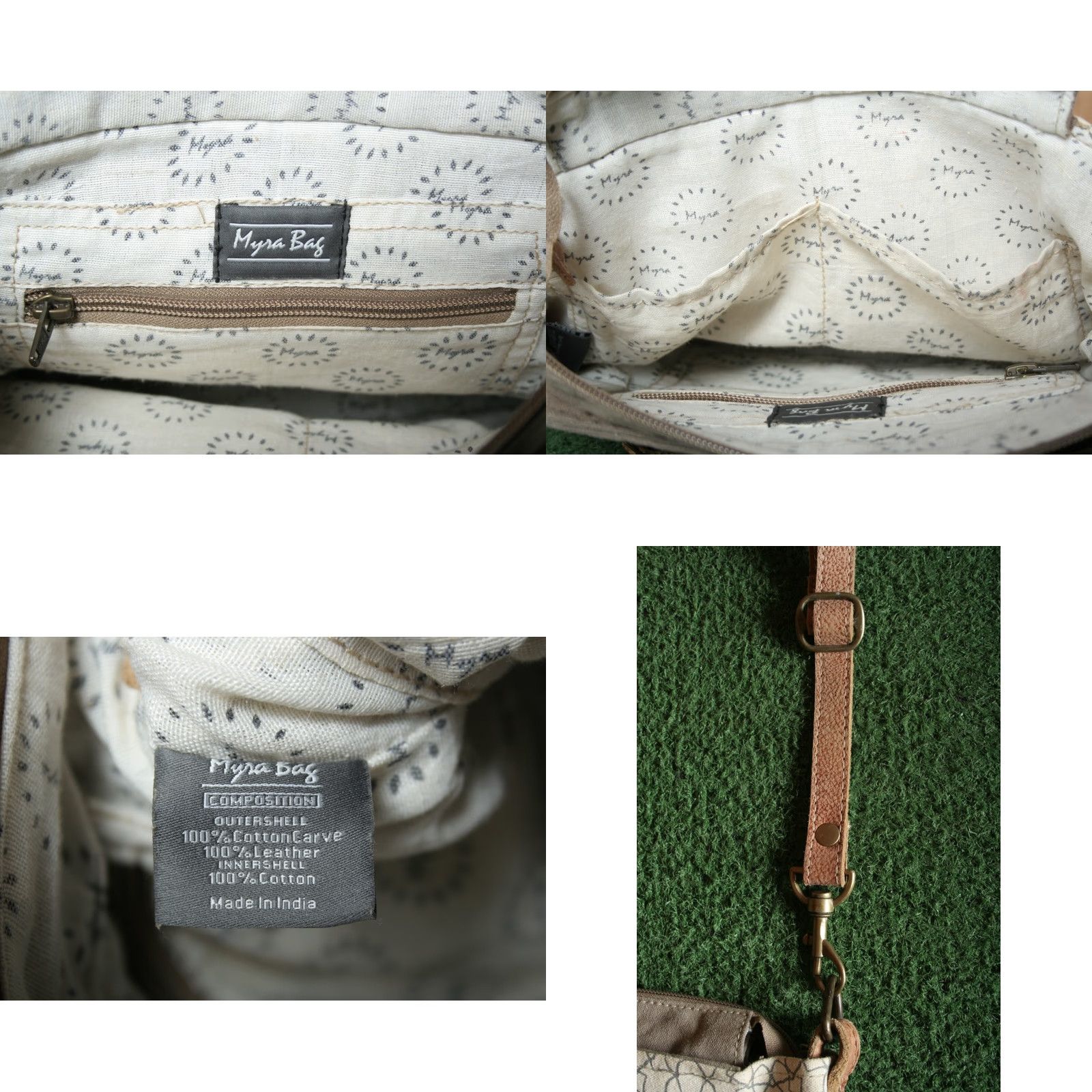 Vintage VINTAGE Myra Upcycled Canvas & Leather Adjustable Strap Shoulder or Crossbody Bag Size ONE SIZE - 8 Thumbnail