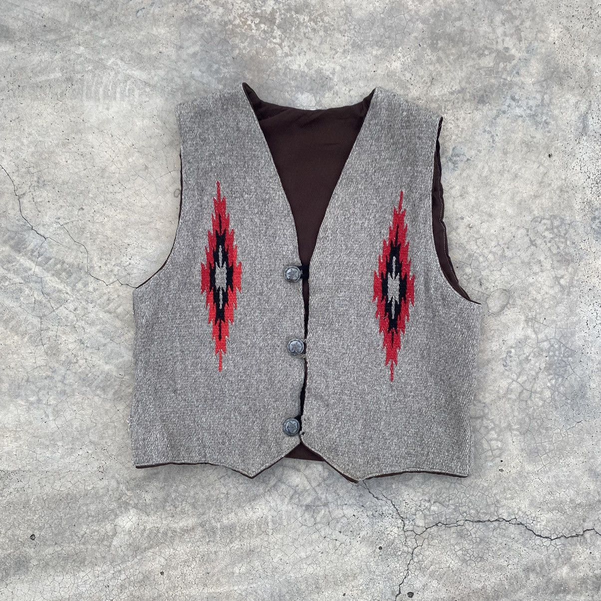 Vintage Rare Vintage Chimayo Wool Vest - Navajo Pattern - Size US S / EU 44-46 / 1 - 1 Thumbnail