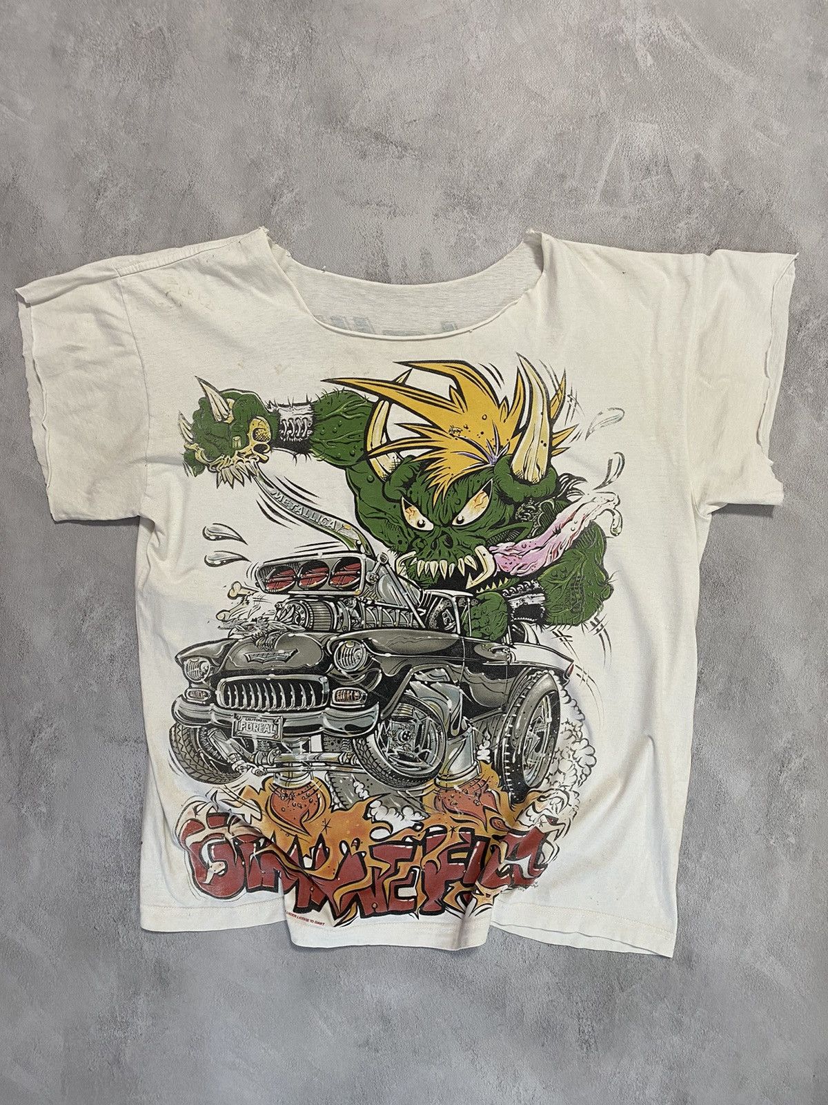 image of Vintage T Shirt Metallica Tour Tee Gimme Fuel 1997 in White, Men's (Size XL)