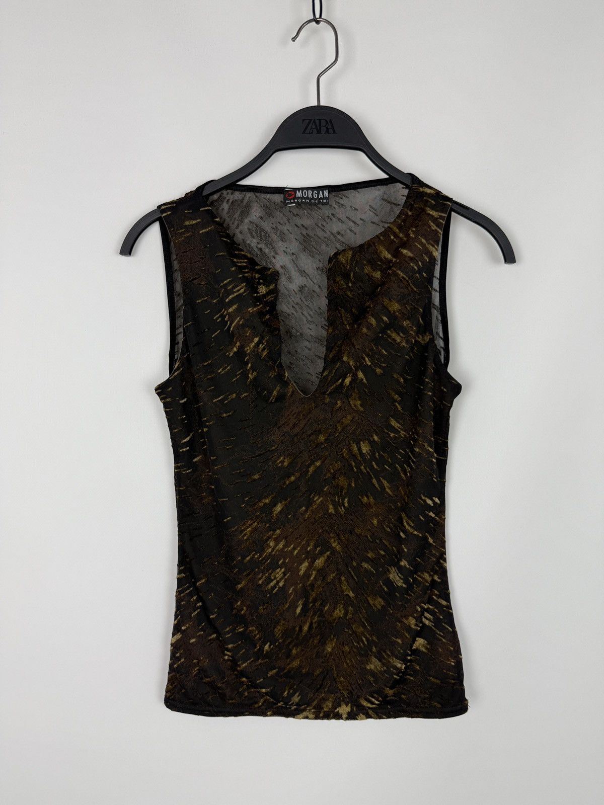 Morgan De Toi Y2K Vintage Morgan De Toi Sheer Velvet Printed Tank Top Size M / US 6-8 / IT 42-44 - 3 Thumbnail