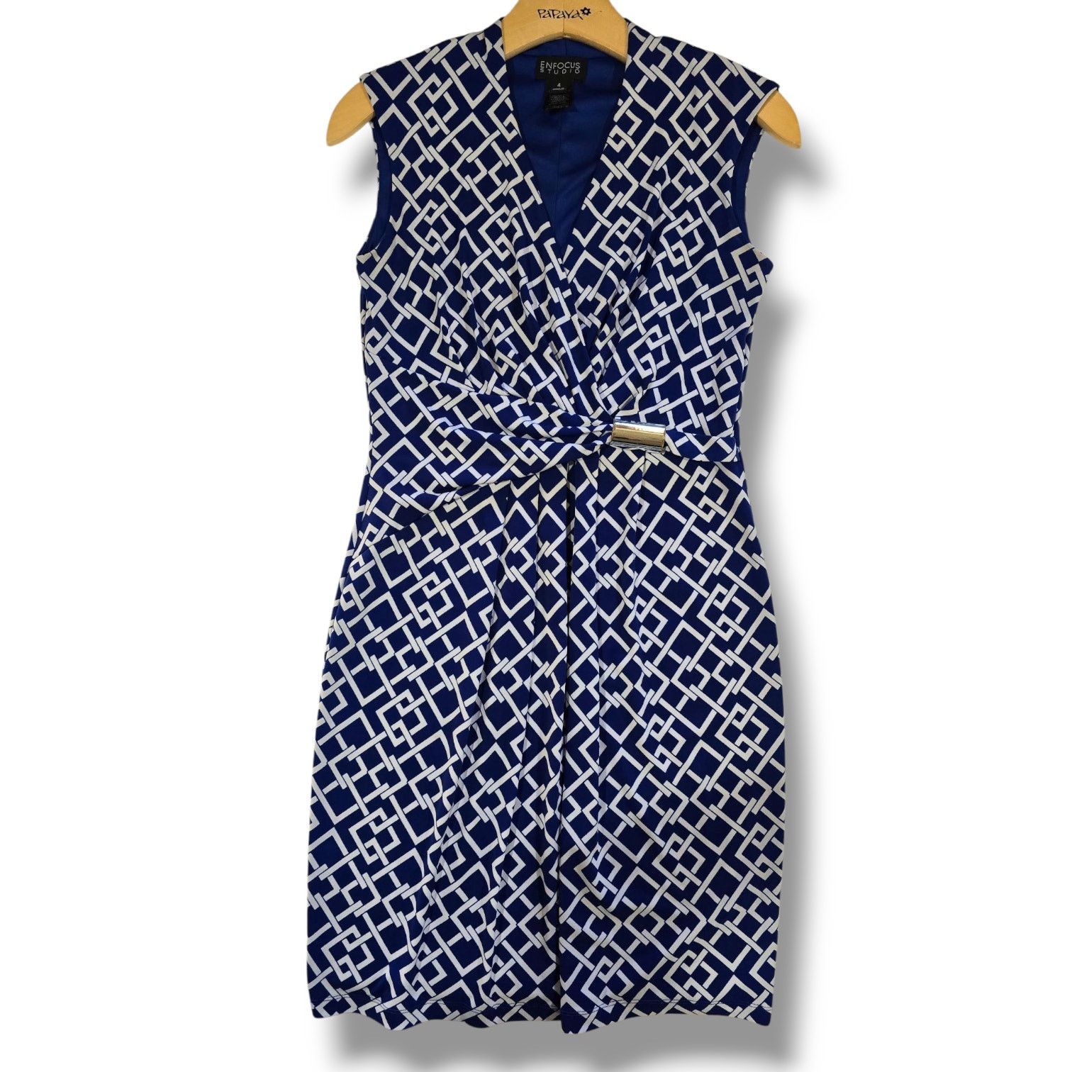 Other En Focus Studio Women’s Blue White Sleeveless Stretch dress Size S / US 4 / IT 40 - 3 Thumbnail