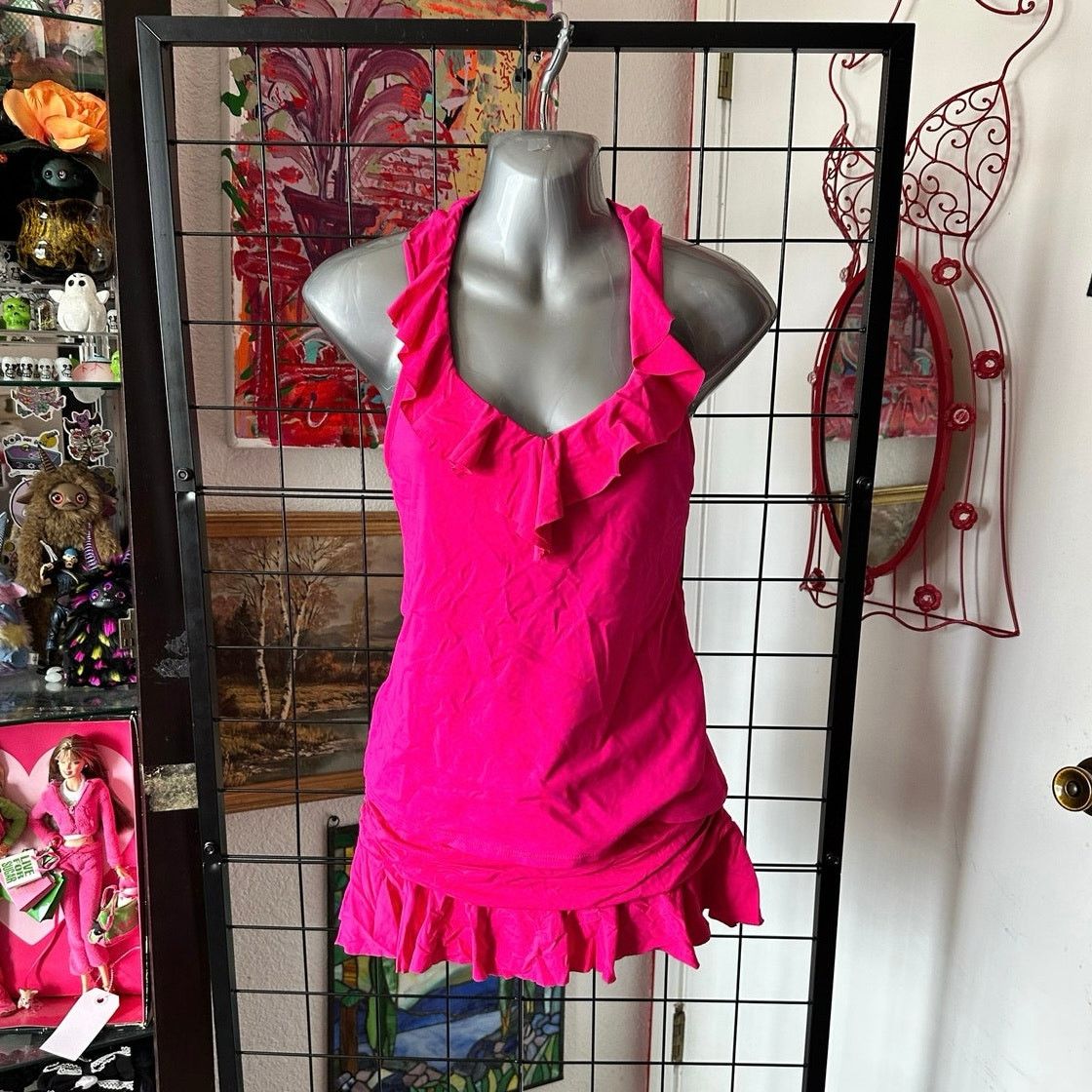 Chaps chaps hot pink halter tankini swim set Size ONE SIZE - 1 Thumbnail