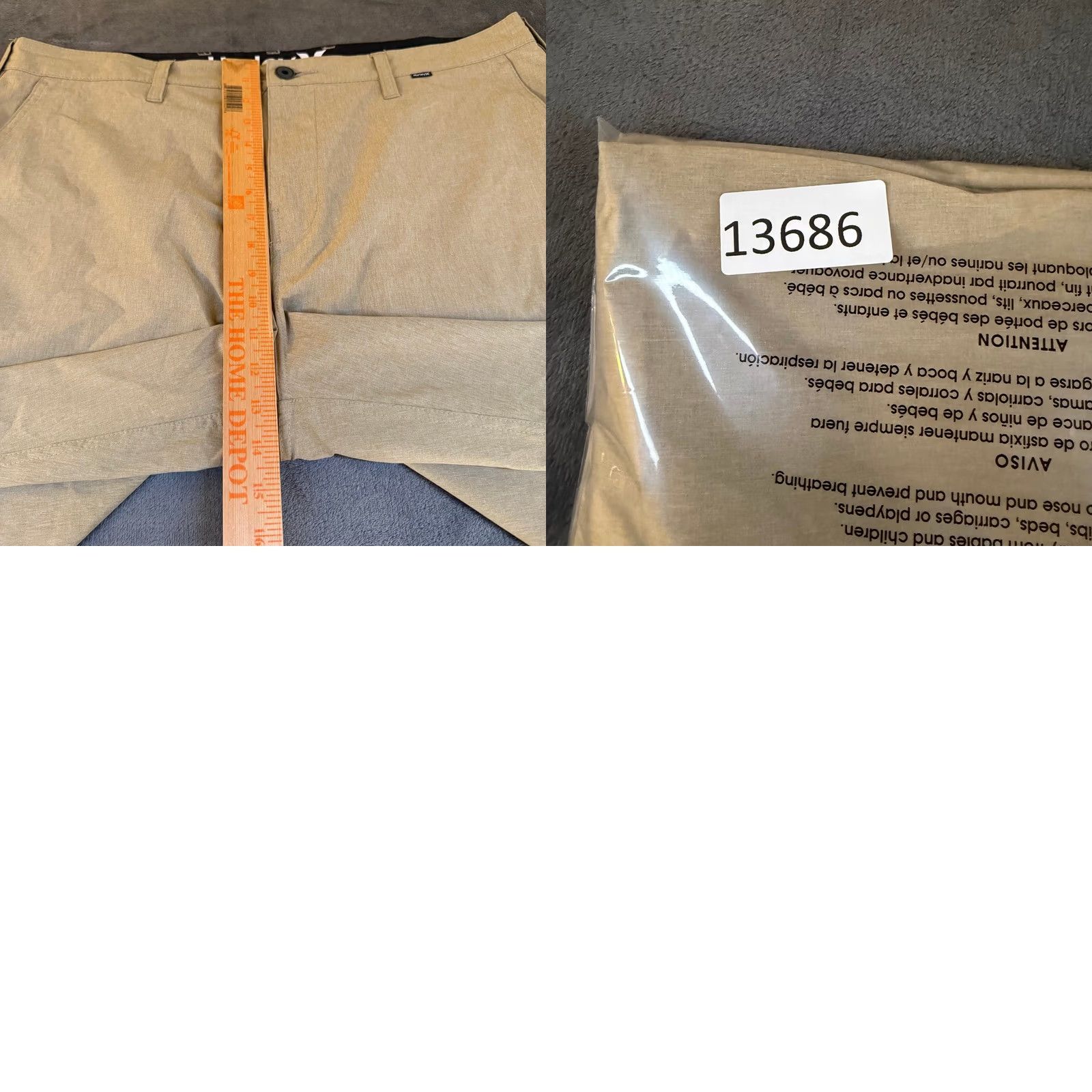 Hurley Hurley Phantom Hybrid Shorts Mens 38" Khaki Beach Casual Everyday Stretch Lightweight Quick Dry Pockets Breathable Chino 10" Inseam Regular Size US 38 / EU 54 - 9 Thumbnail