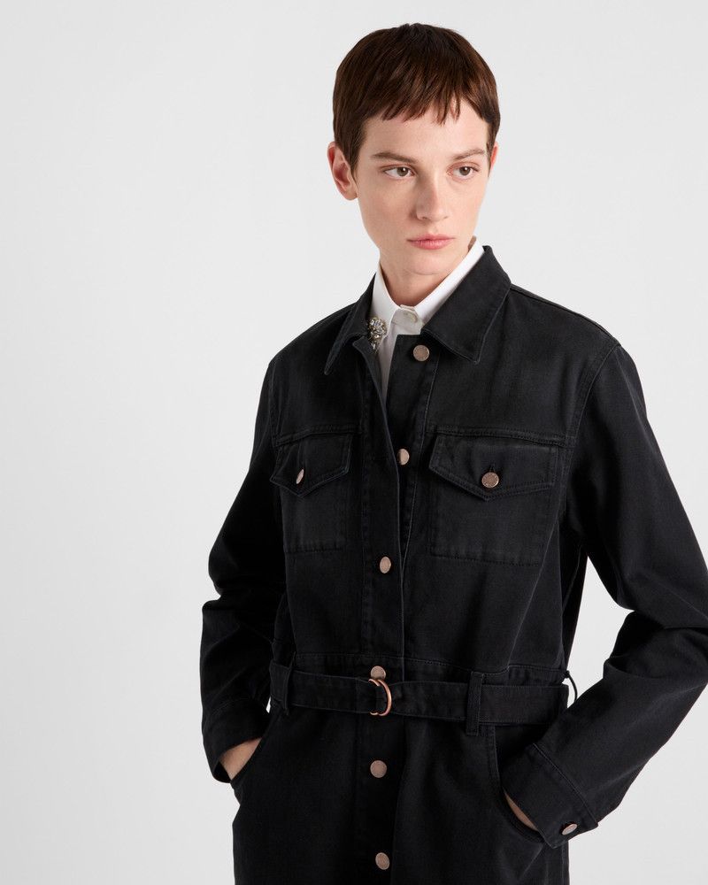 Prada o1srvl11e0226 Short Denim Jumpsuit in Black Size US 36 / EU 52 - 3 Thumbnail