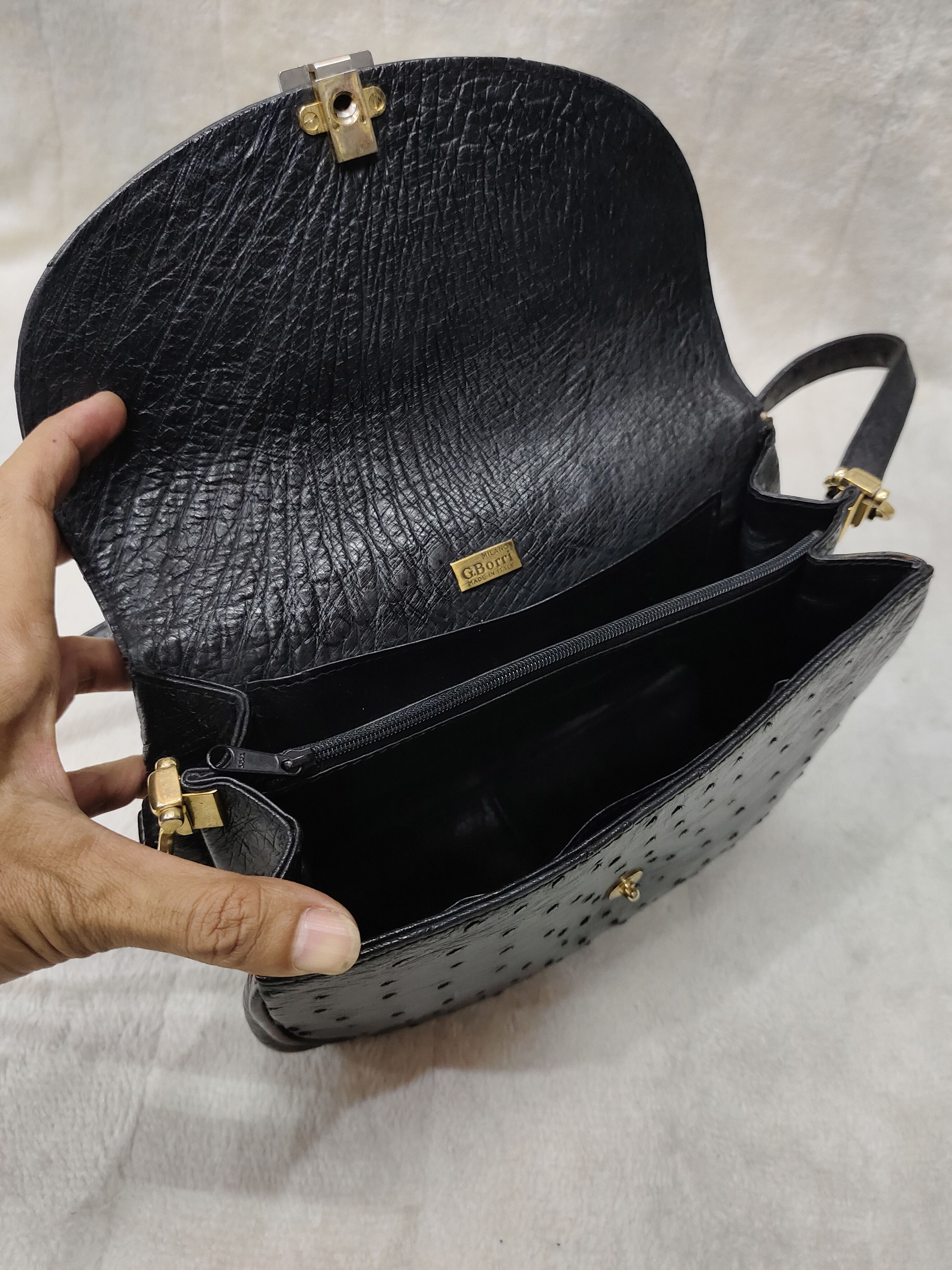 Vintage 90s G Borri🇮🇹Ostrich Leather Rare Exotic Designer Archive Size ONE SIZE - 7 Thumbnail