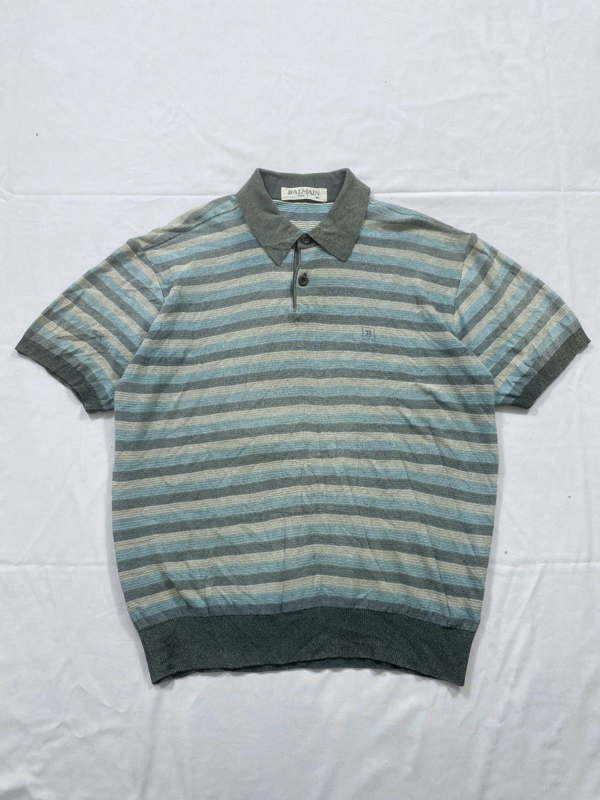 Balmain Rare Vintage 90s Balmain striped Ringer Shirt Size US M / EU 48-50 / 2 - 1 Thumbnail