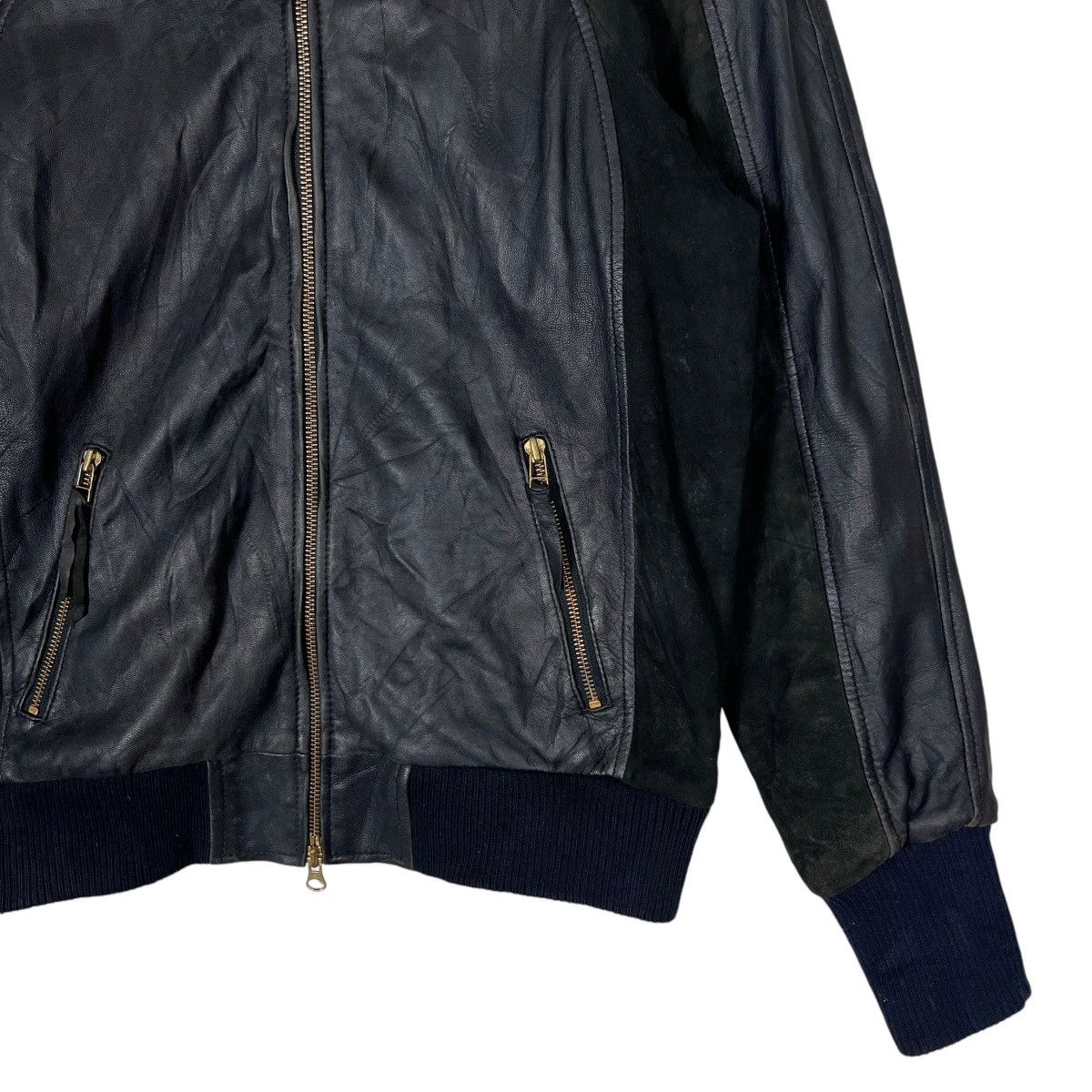 Japanese Brand 🔥 ACOUSTIC SHEEPSKIN LEATHER BOMBER JACKET HIGH COLAR Size US S / EU 44-46 / 1 - 5 Thumbnail