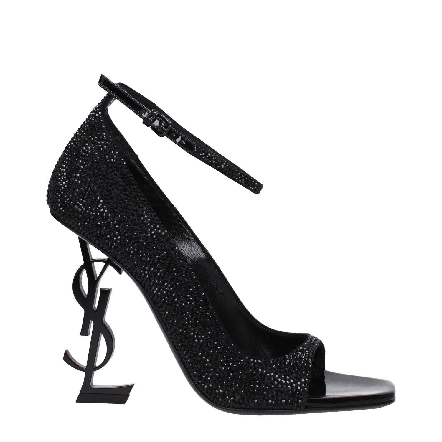 Saint Laurent Paris ob1o1e1124 Rhinestone Sandals in Black Size US 7.5 / IT 37.5 - 1 Thumbnail