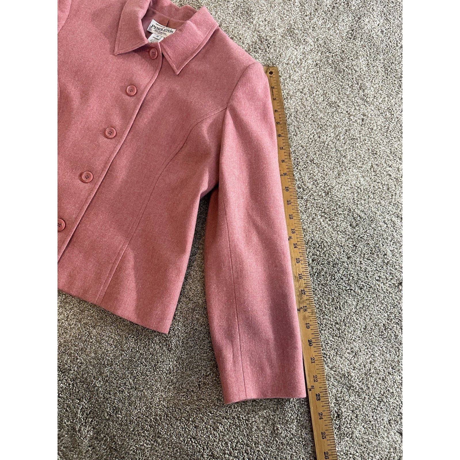 Pendleton Pendleton Blazer Womens Petite 10 Pink Virgin Wool 10P Size L / US 10 / IT 46 - 6 Thumbnail