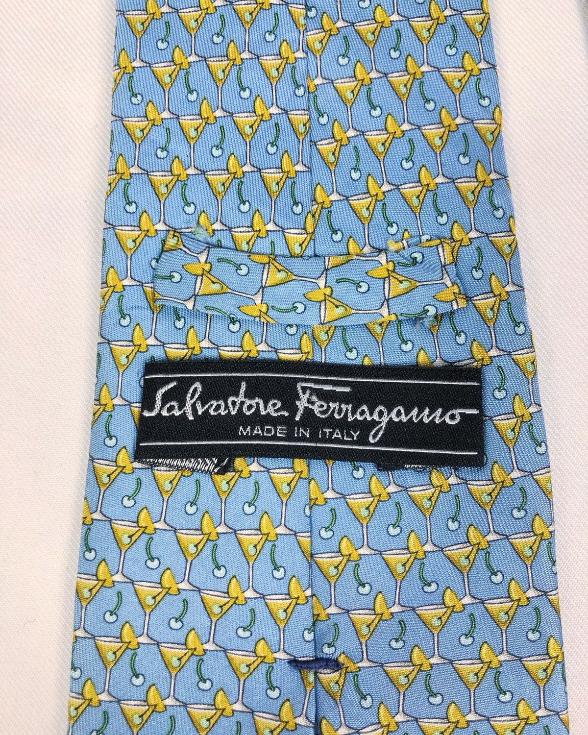 Salvatore Ferragamo Vintage Salvatore Ferragamo Cherry Martini Motive Silk Tie Size ONE SIZE - 8 Thumbnail