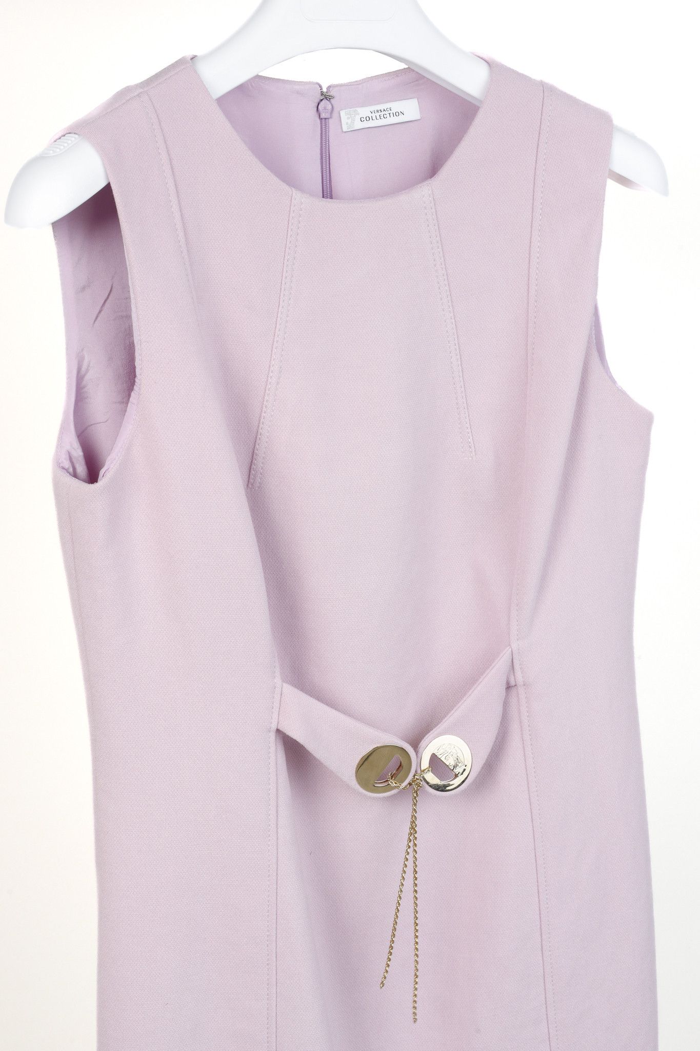 Versace Versace Lilac Knit-Ponte Embellished-Waist Sleeveless Dress Size L / US 10 / IT 46 - 3 Thumbnail