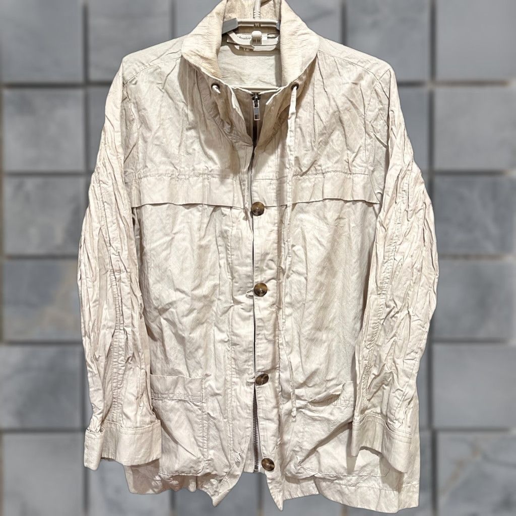 Coldwater Creek Coldwater Creek Jacket Women 16 Beige Full Zip Button Pocket Cotton Blend Solid Basic Jacket Womens Size XXL / US 16-18 / IT 52-54 - 1 Thumbnail
