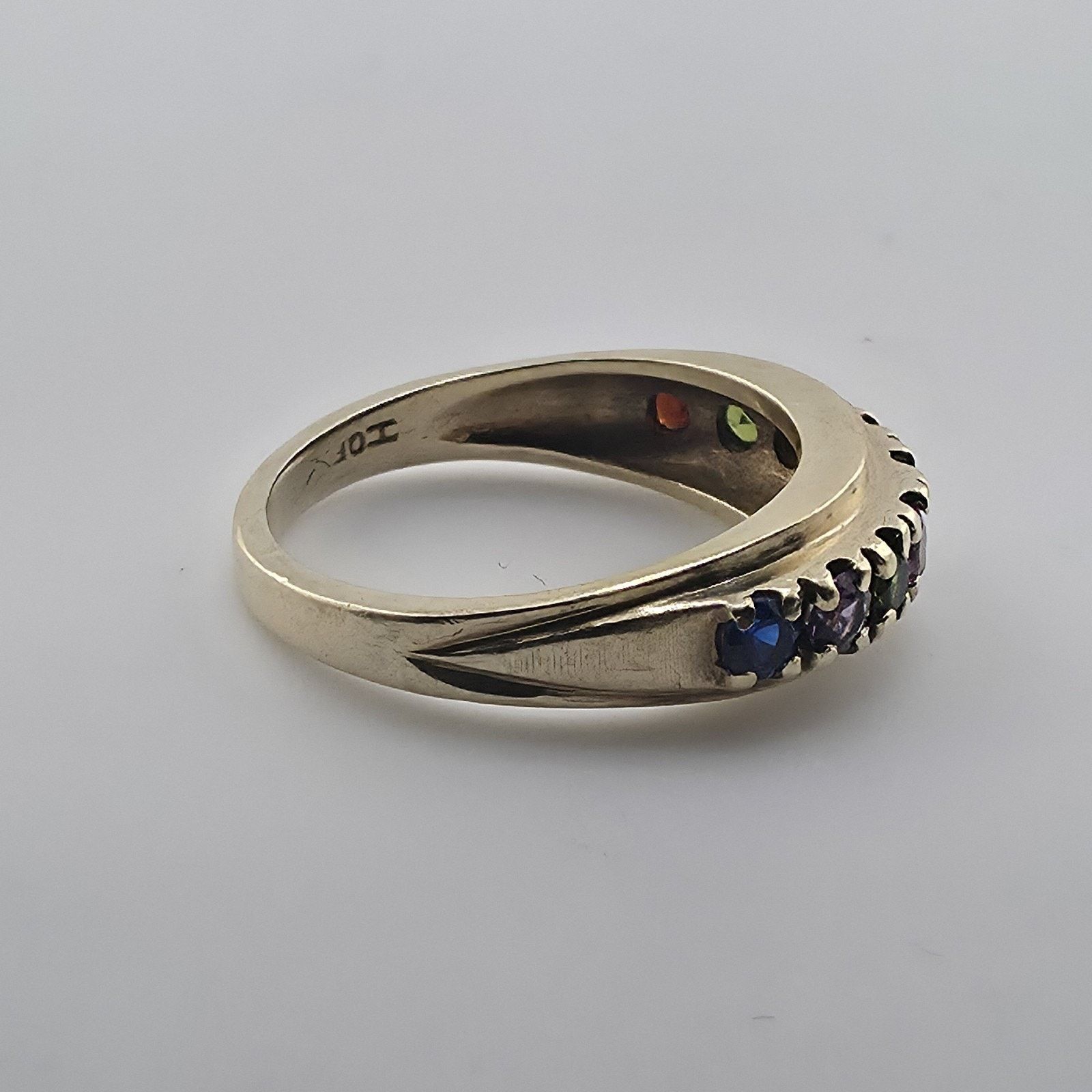 Other 10K Yellow Gold Multi Gemstone Ring 6.5 VTG Missing Stone Size ONE SIZE - 8 Thumbnail