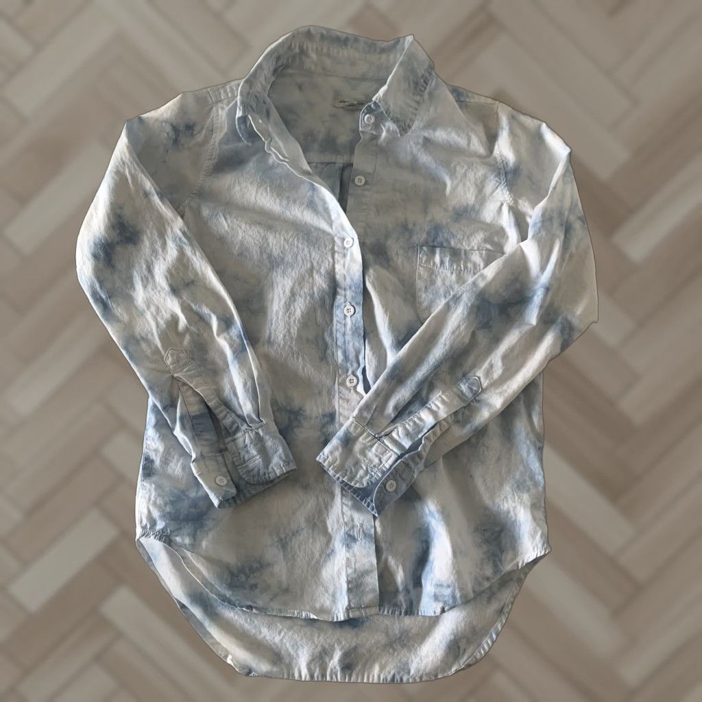 Vintage Silence + Noise Button-Up Long Sleeve Tie Dye Blue Women's XS Shirt Size XS / US 0-2 / IT 36-38 - 1 Thumbnail