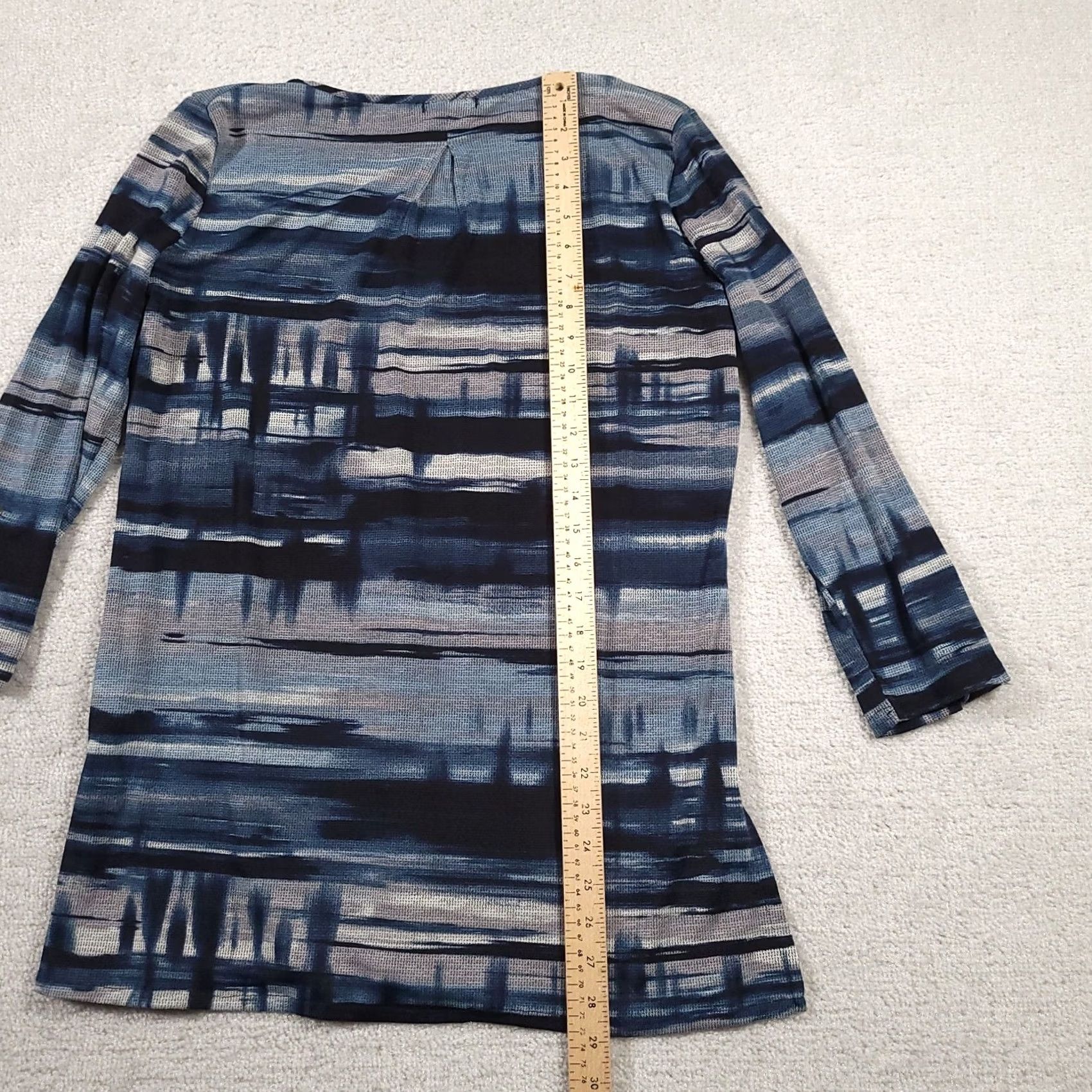 Vintage Renuar Blue Tunic Top Blouse Women M Medium Stretch 3/4 Sleeve Pullover Button Casual Shirt / Tunic Ladies Regular Blouse Size M / US 6-8 / IT 42-44 - 5 Thumbnail