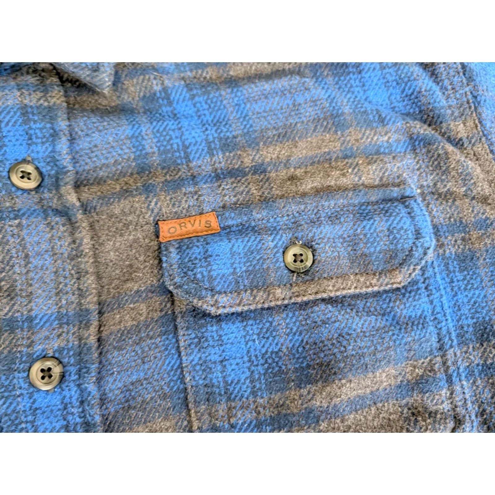 Orvis VINTAGE ORVIS Mens Big Bear Heavy Weight Flannel Shirt Blue Gray Plaid 2XL Side Pockets Size US XXL / EU 58 / 5 - 6 Thumbnail