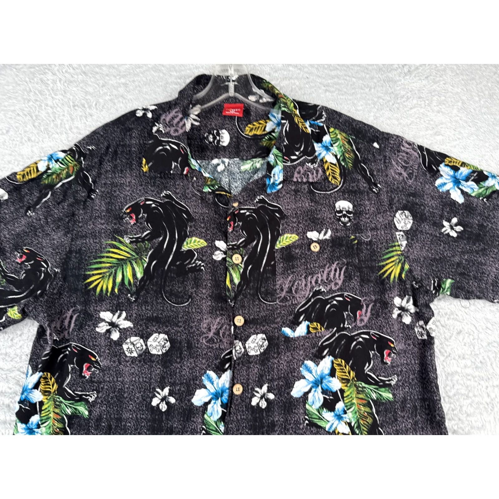 Vintage Junction West Shirt Men 2XL Black Floral Hawaiian Button-Up Casual Short Sleeve Viscose Rayon All Seasons Breathable Pockets Vintage No Size US XXL / EU 58 / 5 - 4 Thumbnail