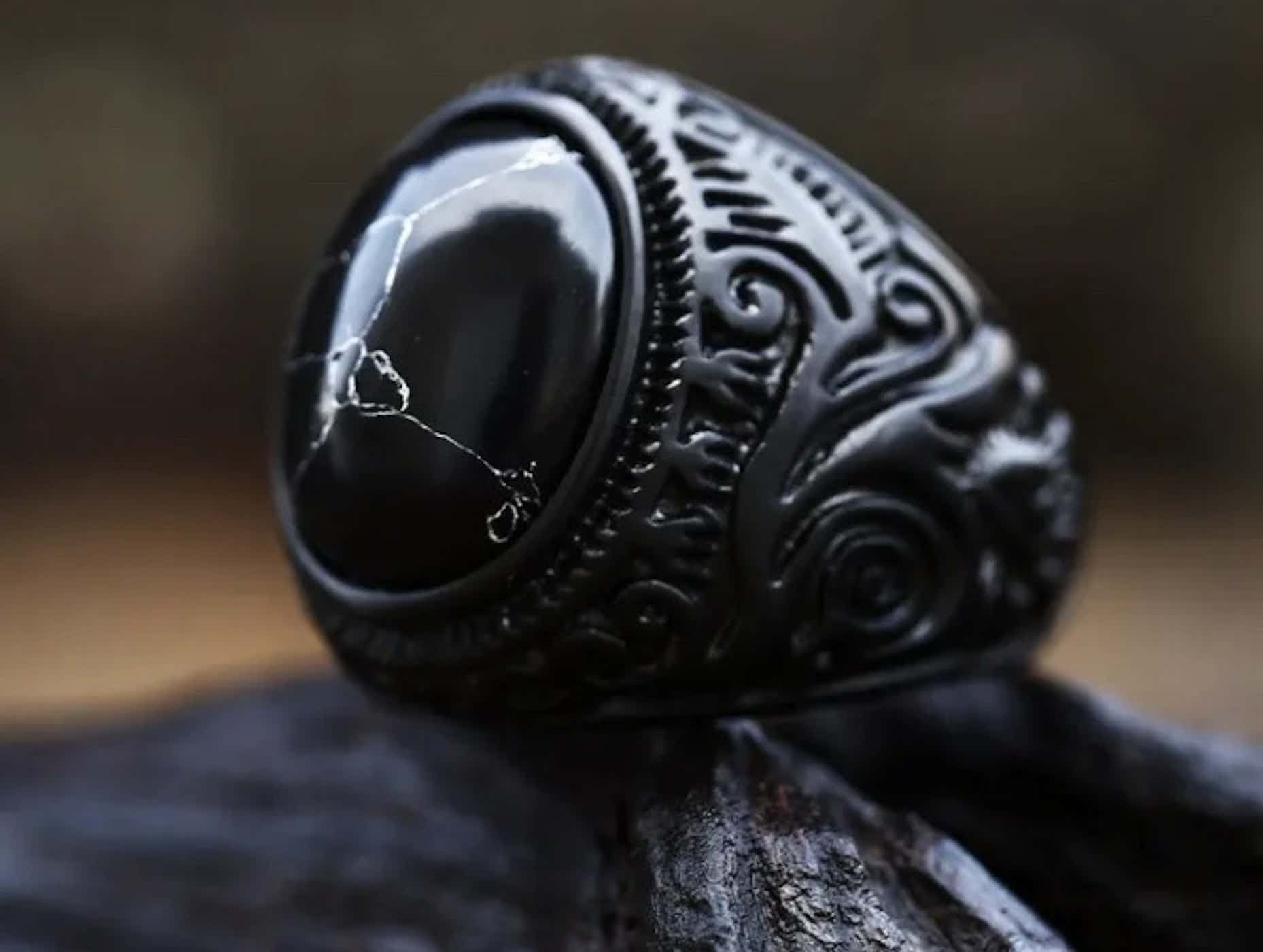 Other Black Stone Ring Size ONE SIZE - 3 Thumbnail