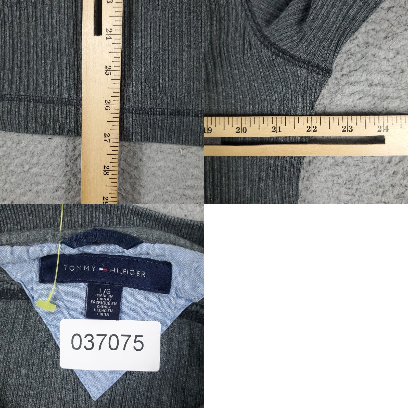 Tommy Hilfiger Tommy Hilfiger Long Sleeve T-Shirt Adult Large Gray Thermal Knit Casual Mens Size US L / EU 52-54 / 3 - 8 Thumbnail