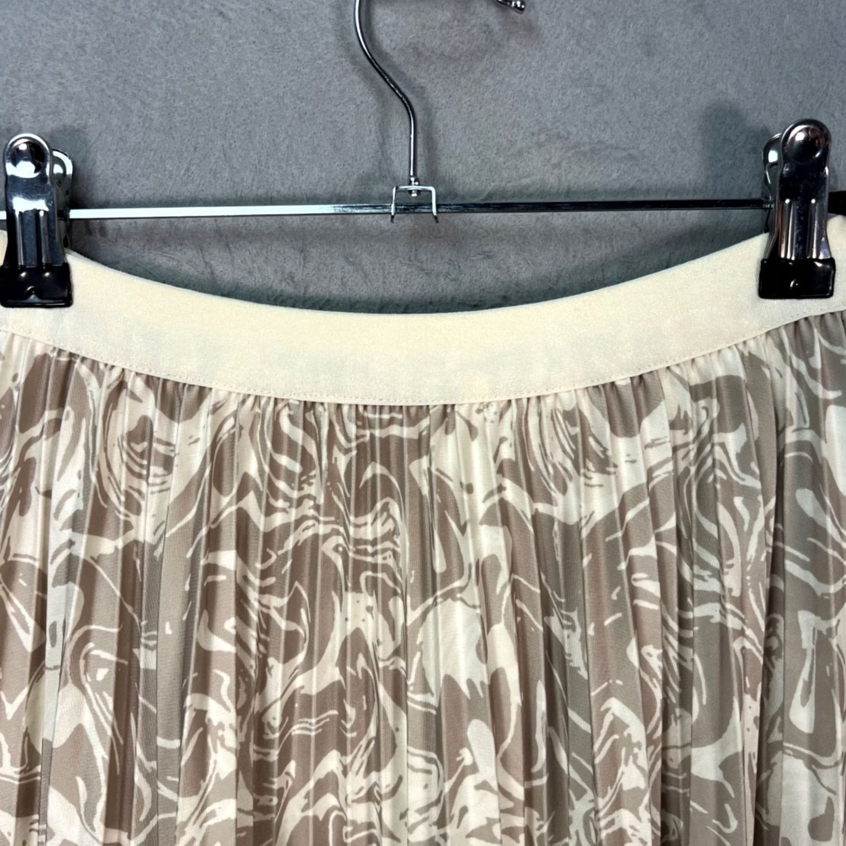 Vintage Pinkyoto Skirt XS Beige Abstract Pleated Maxi Elastic Waistband w/ Size 26" / US 2 / IT 38 - 7 Thumbnail