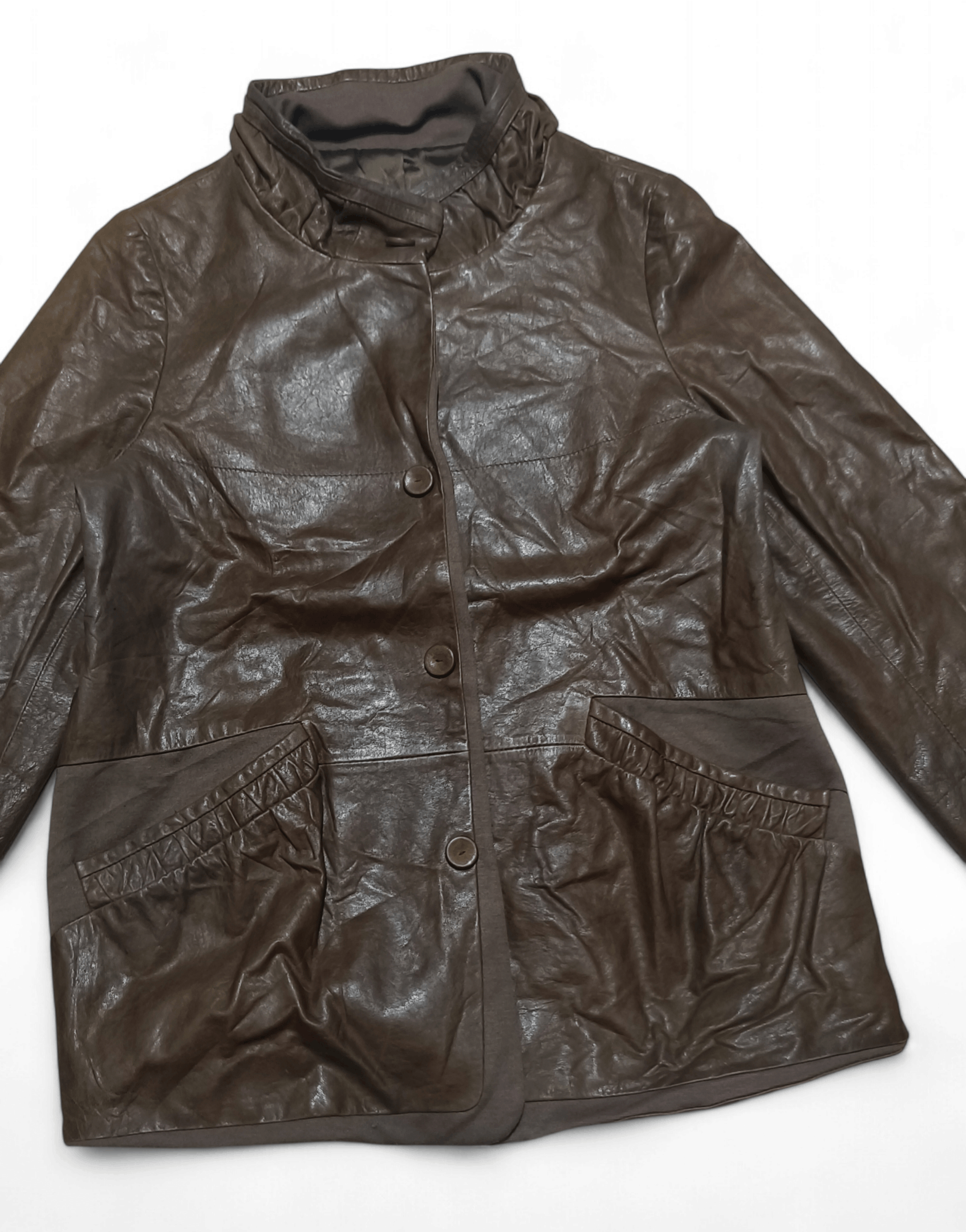 Vintage Vintage 70s Women's Brown Leather Long Coat Jacket Size M / US 6-8 / IT 42-44 - 3 Thumbnail